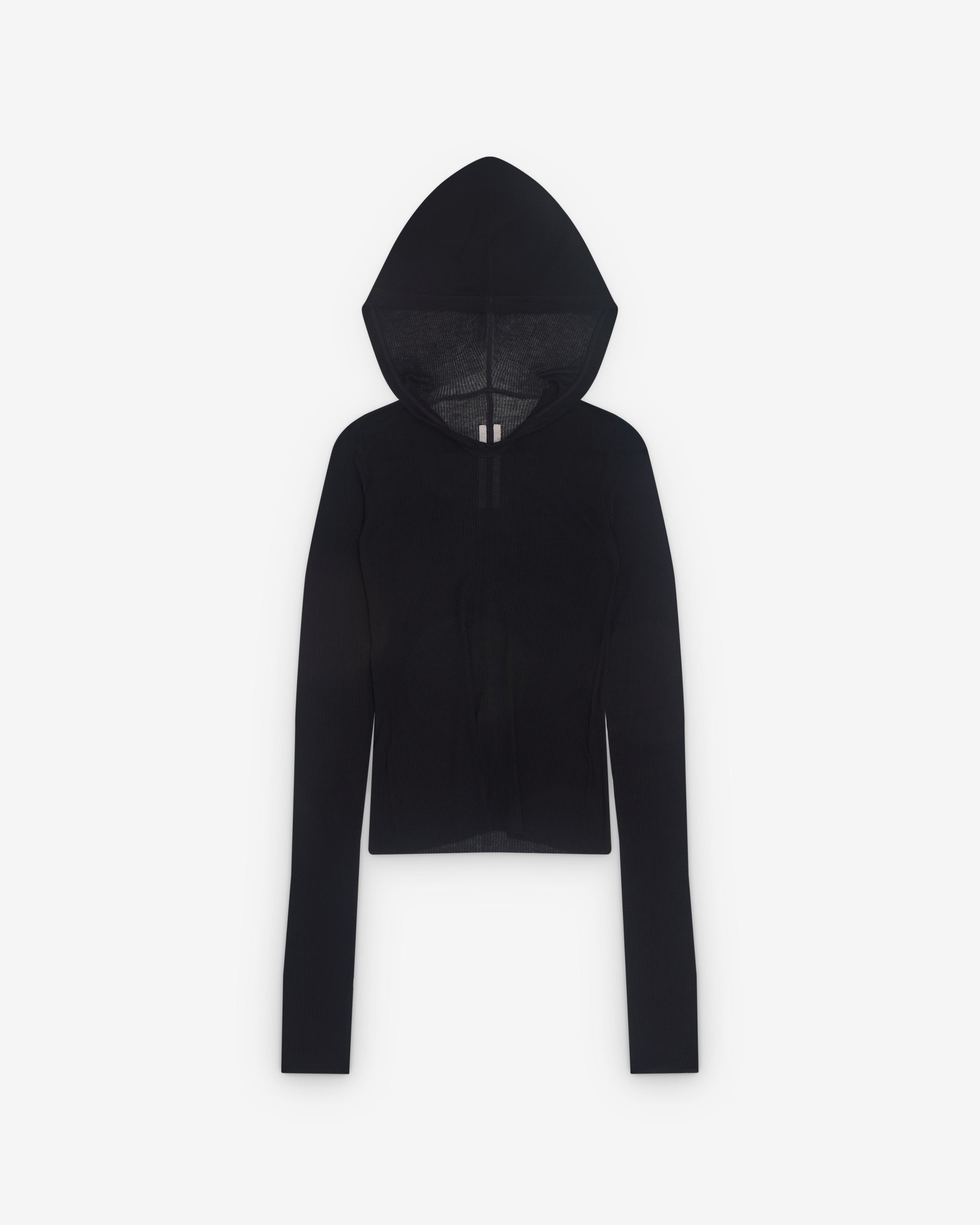 Оригінальна Womens Cropped Hooded Rib Long Sleeve T Shirt Rick owens – боковий вид