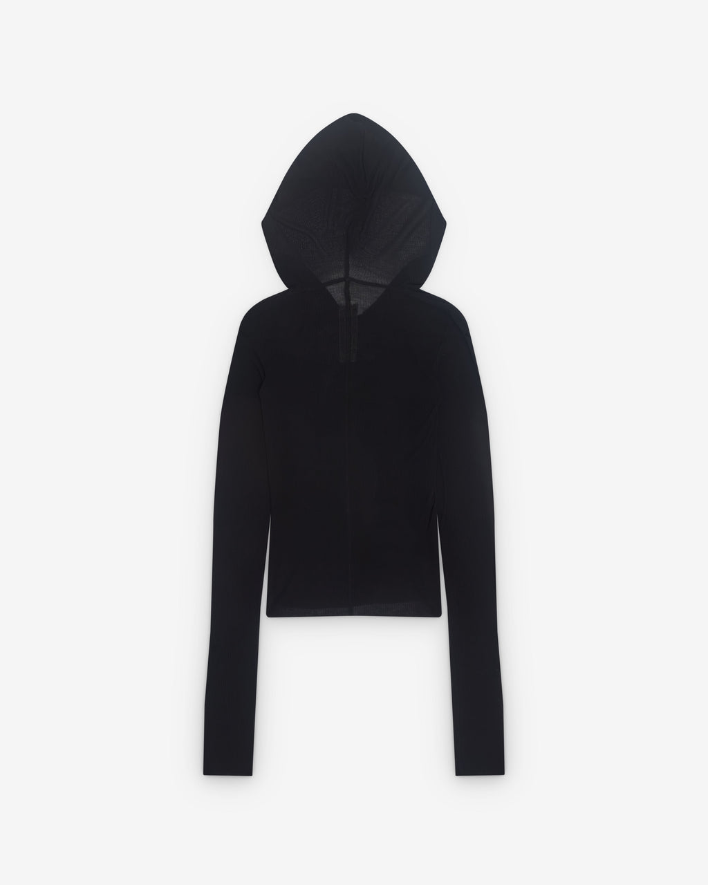 Оригінальна Womens Cropped Hooded Rib Long Sleeve T Shirt Rick owens – вид ззаду