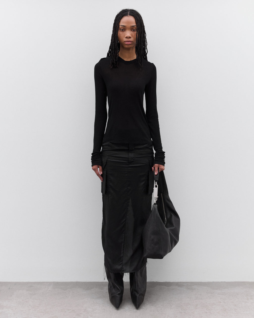 Оригінальна Womens Cropped Hooded Rib Long Sleeve T Shirt Rick owens – вид 7