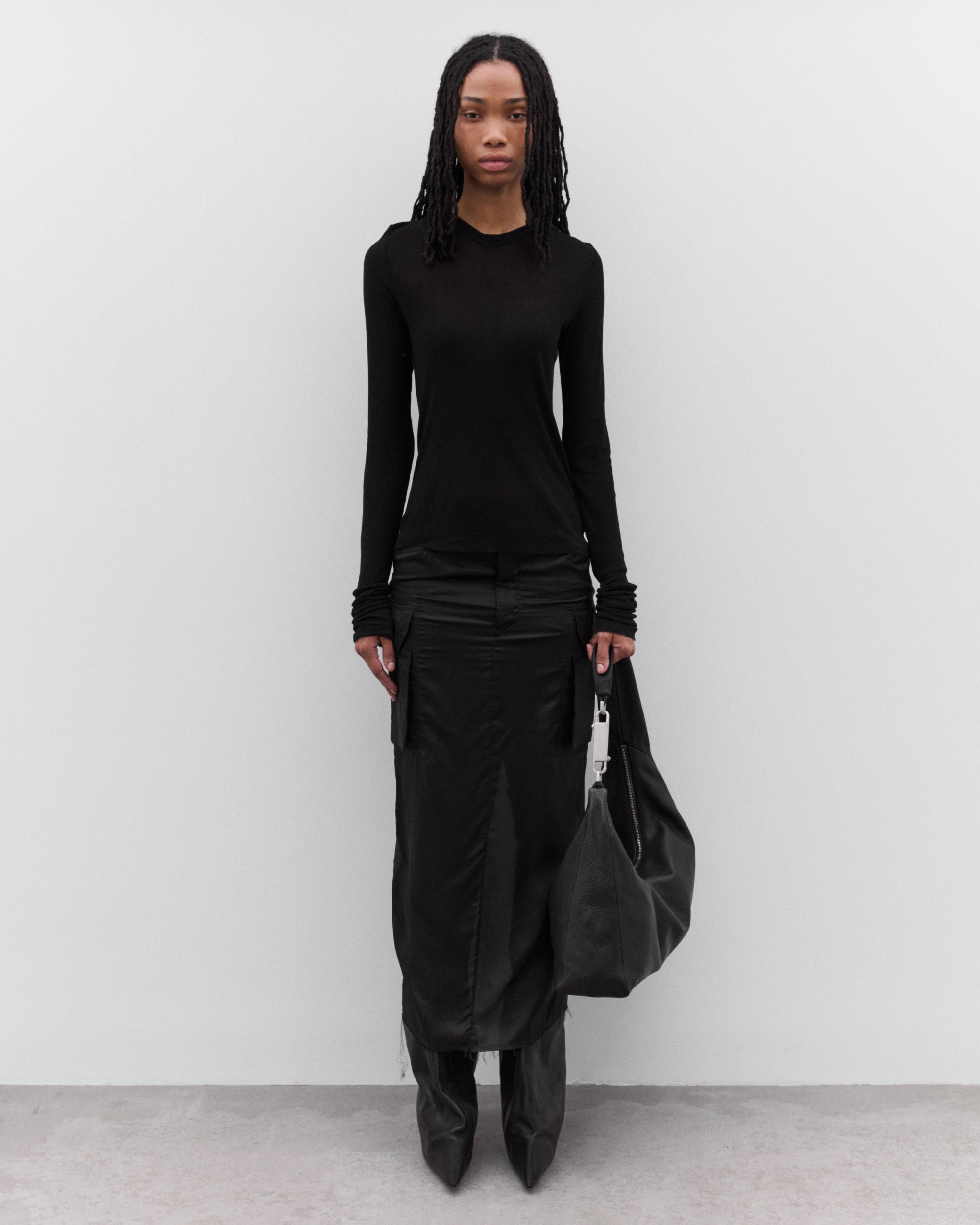 Оригінальна Womens Cropped Hooded Rib Long Sleeve T Shirt Rick owens – вид 7