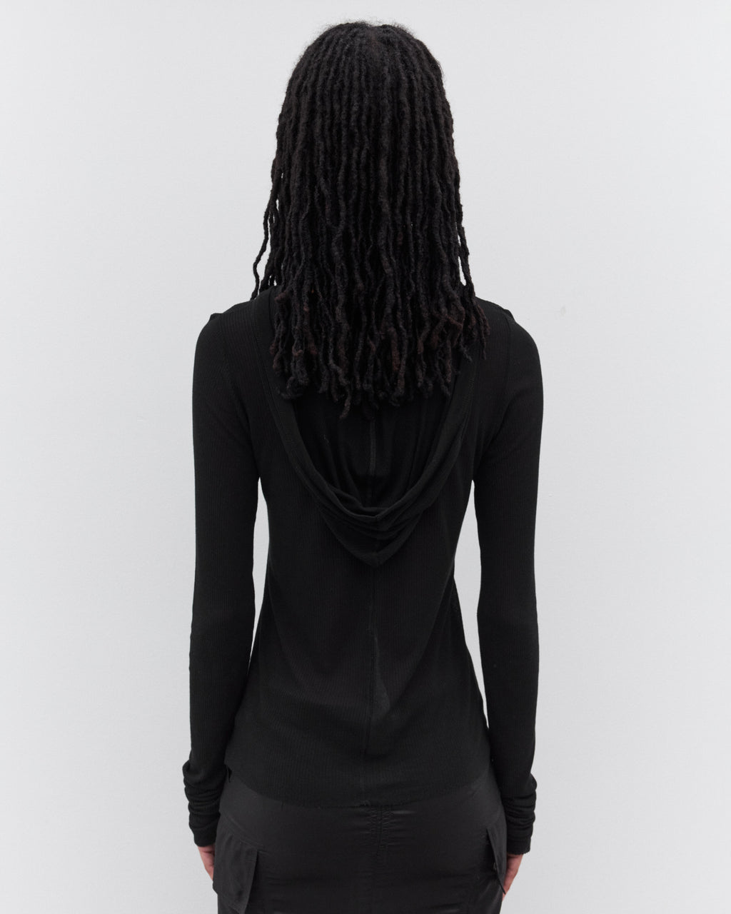 Оригінальна Womens Cropped Hooded Rib Long Sleeve T Shirt Rick owens – вид 6