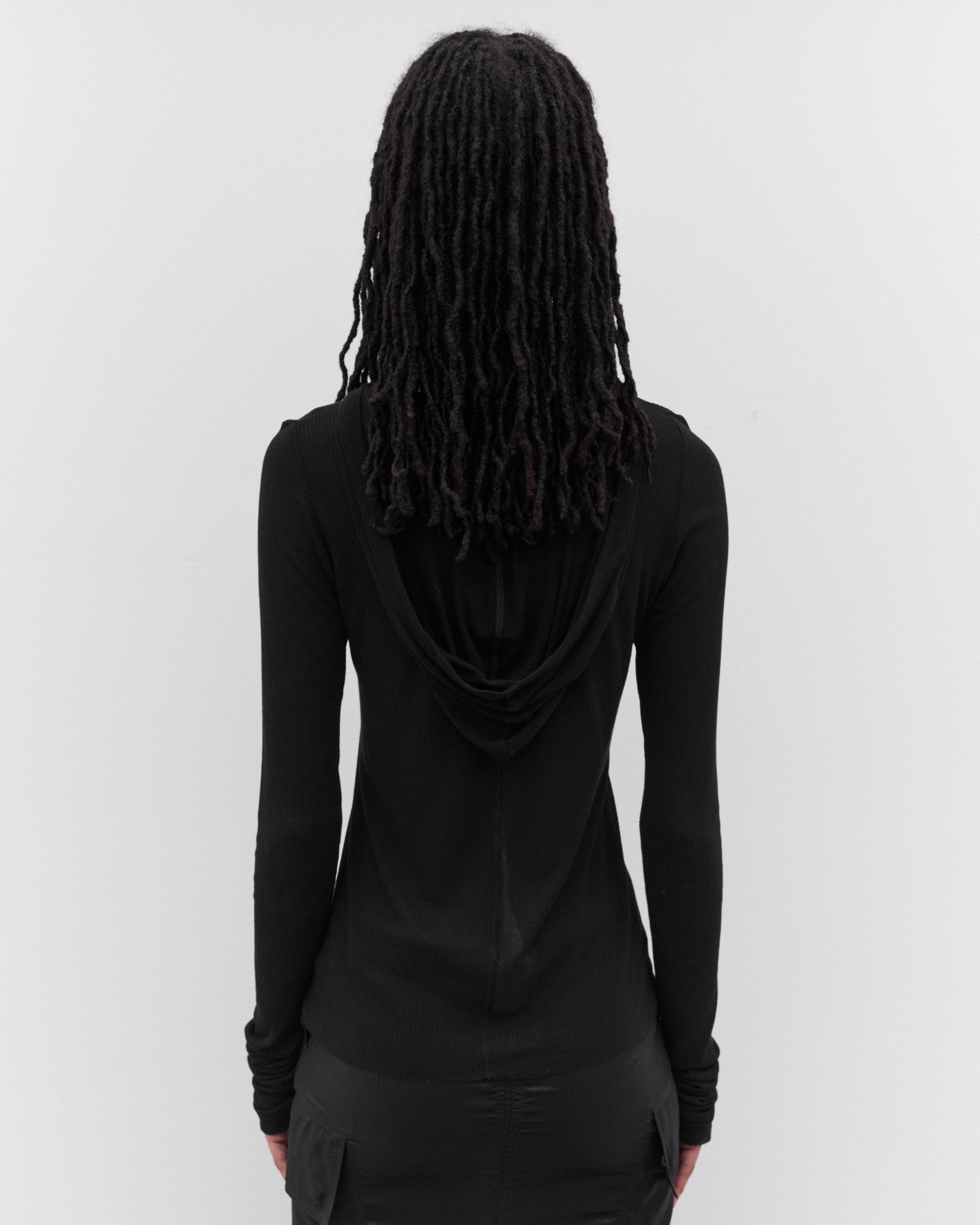 Оригінальна Womens Cropped Hooded Rib Long Sleeve T Shirt Rick owens – вид 6