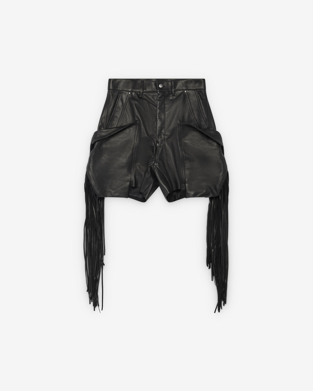 Оригінальна Mens Leather Fringed Shorts Rick owens – боковий вид