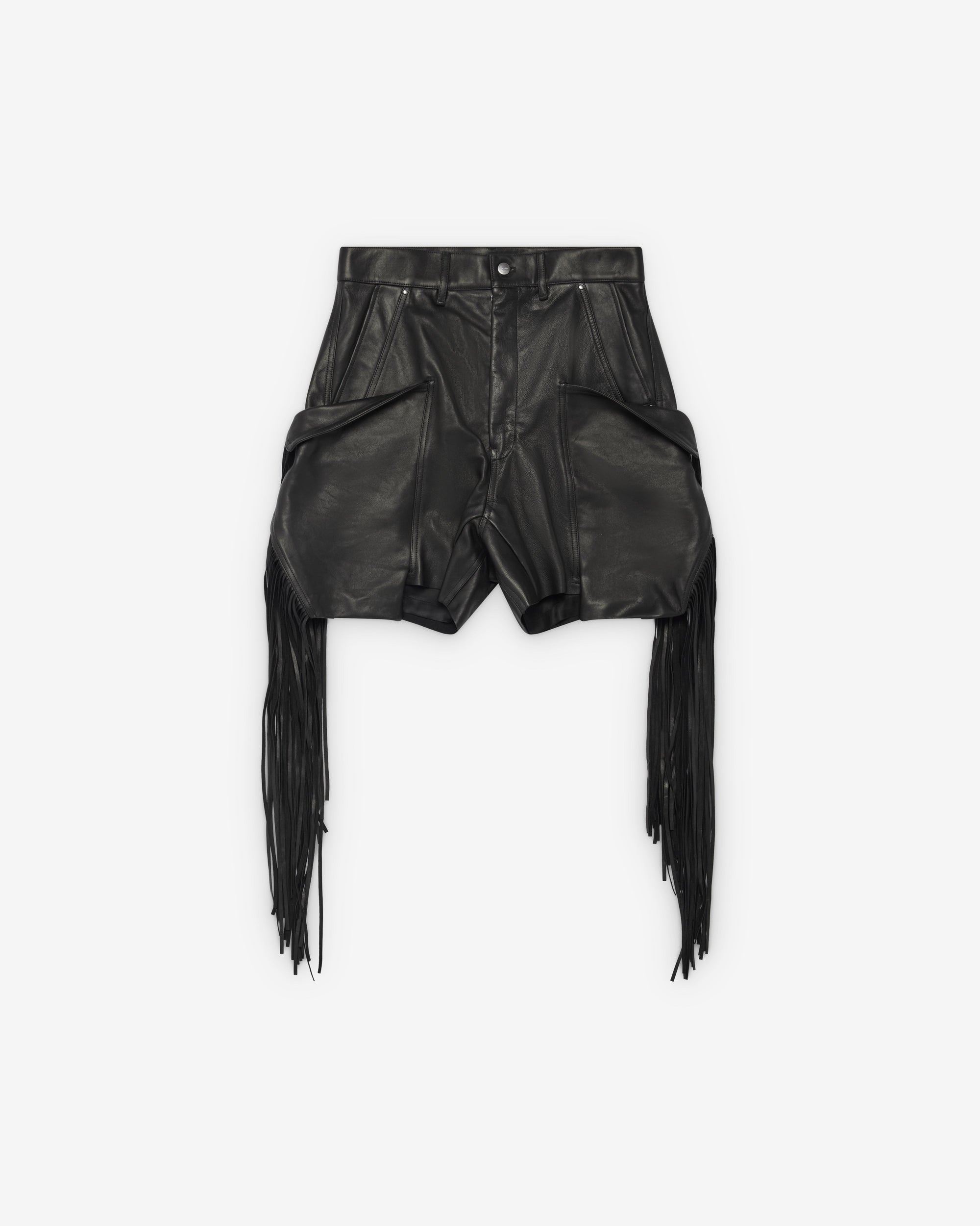 Оригінальна Mens Leather Fringed Shorts Rick owens – боковий вид