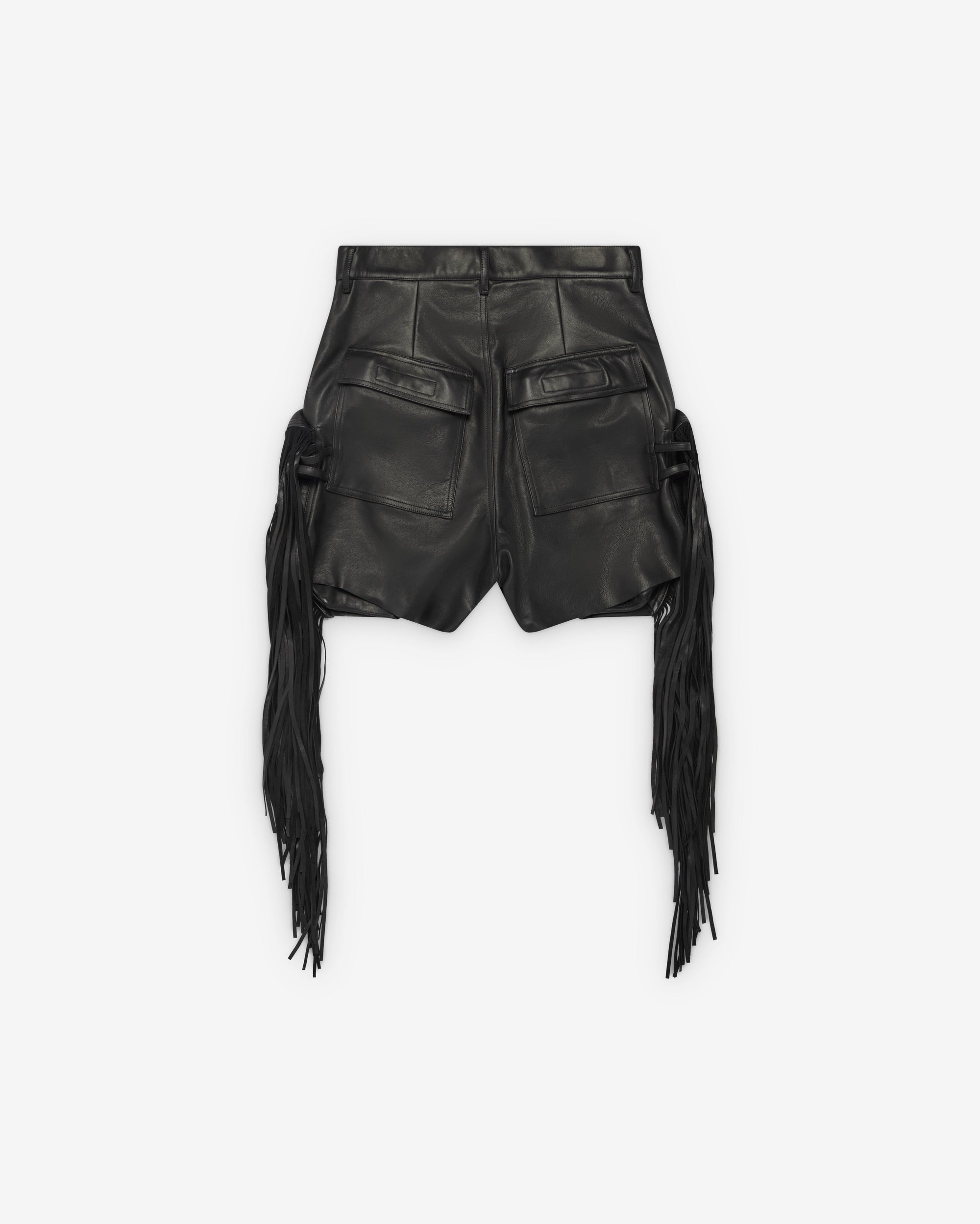 Оригінальна Mens Leather Fringed Shorts Rick owens – вид ззаду