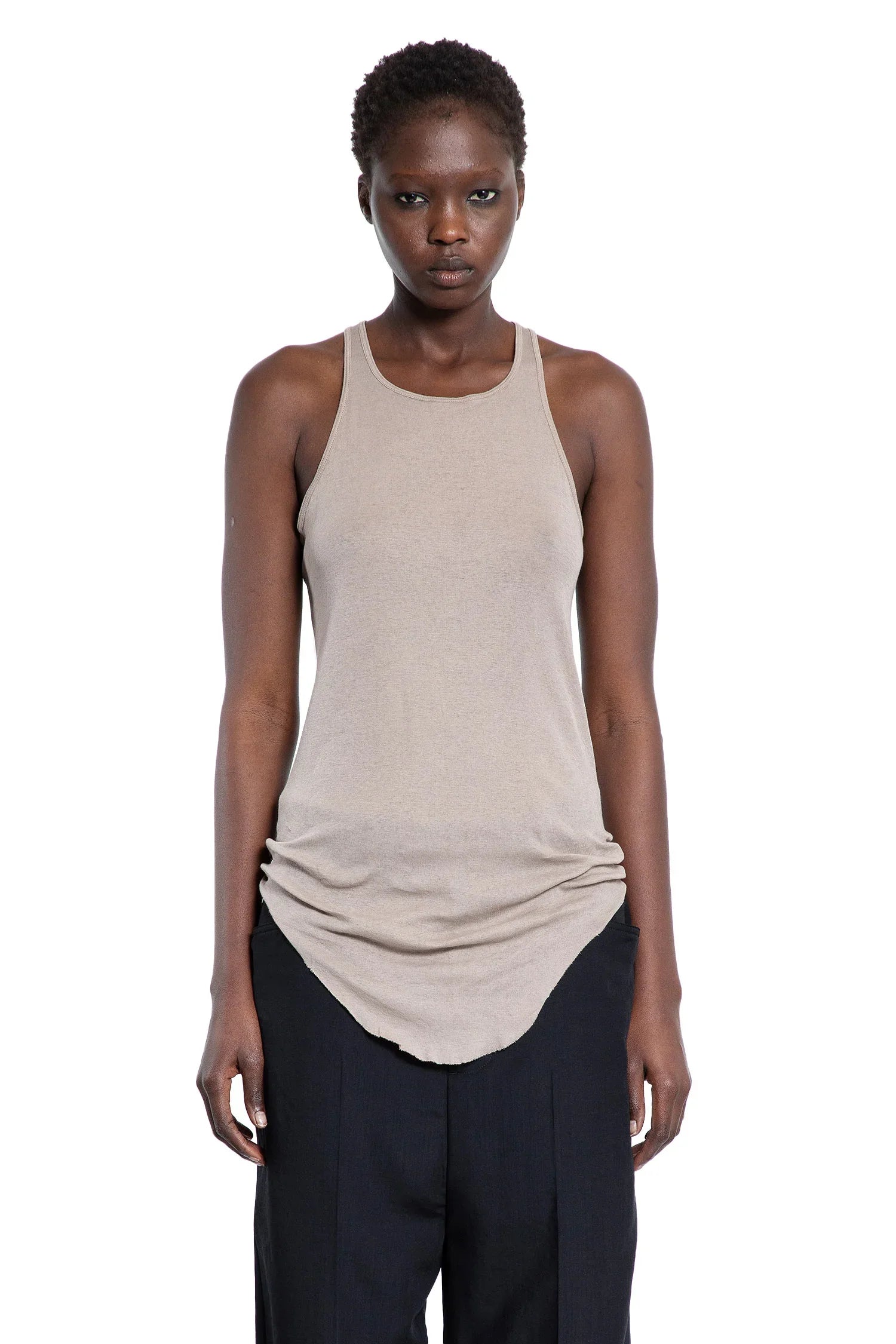 Basic Rib Tank In Mini Rib Jersey Rick owens – Гарантія оригінальності – боковий вид