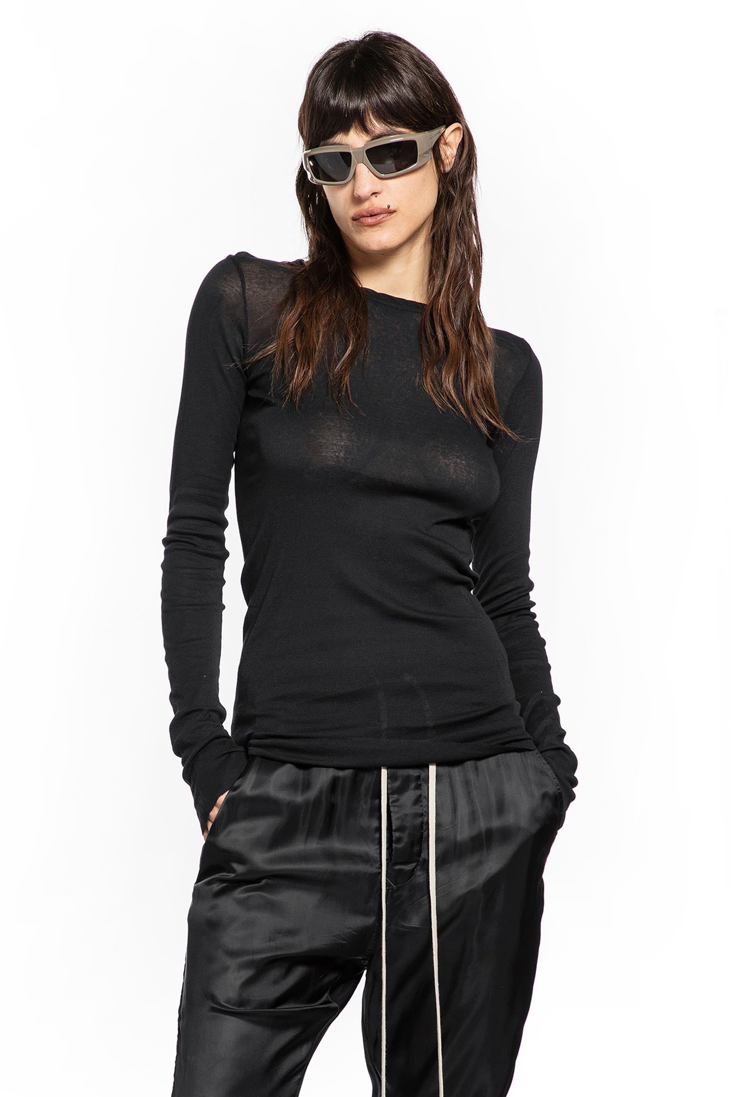 Temple Rib Ls Tee In Mini Rib Jersey Rick owens – Гарантія оригінальності – боковий вид
