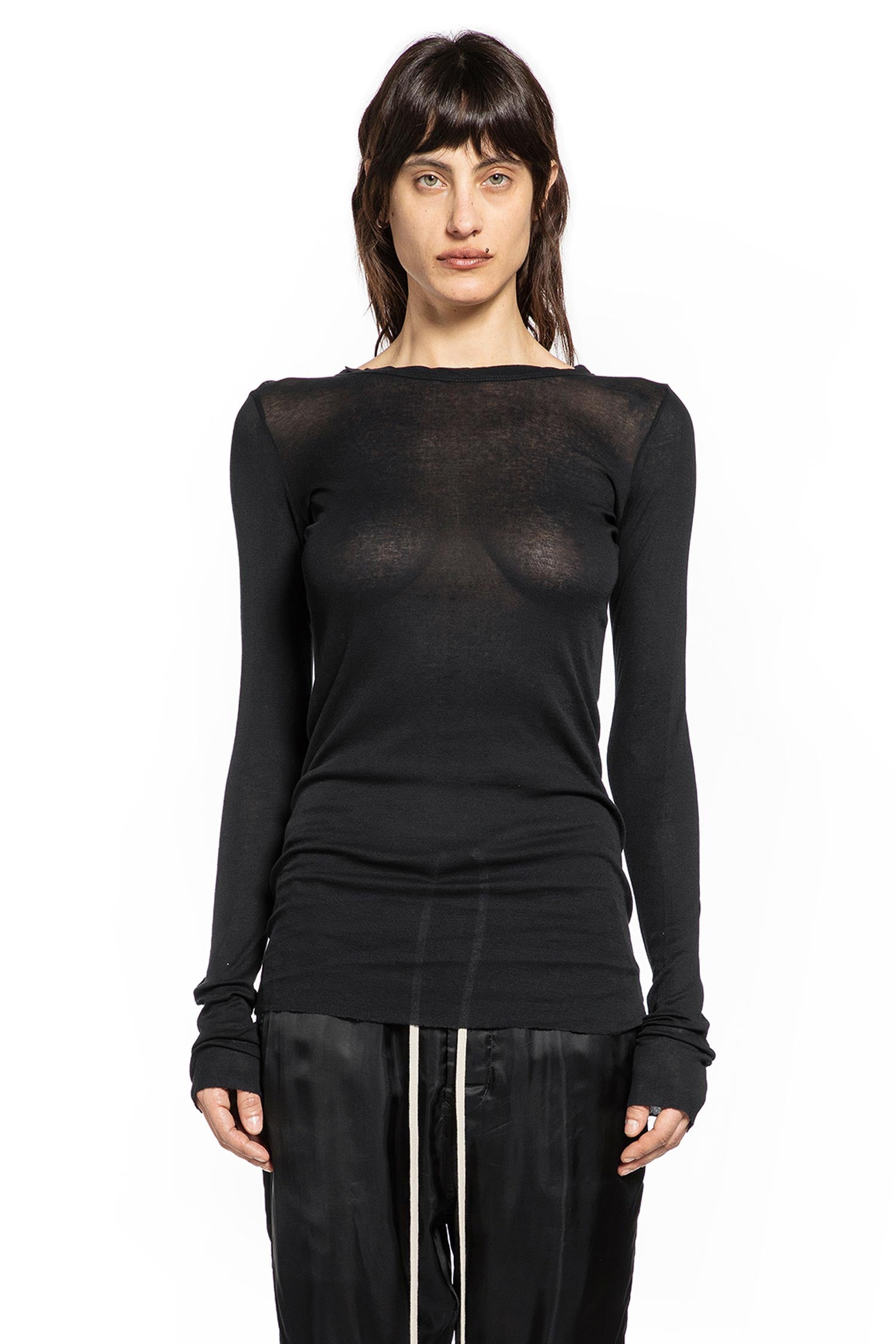 Temple Rib Ls Tee In Mini Rib Jersey Rick owens – Гарантія оригінальності – вид ззаду