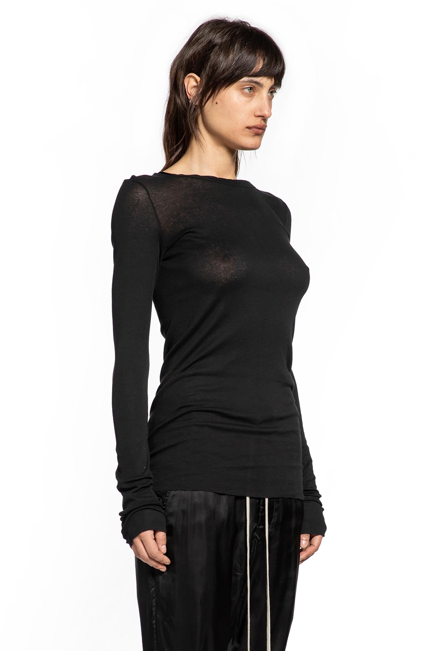 Temple Rib Ls Tee In Mini Rib Jersey Rick owens – Гарантія оригінальності – детальний вид