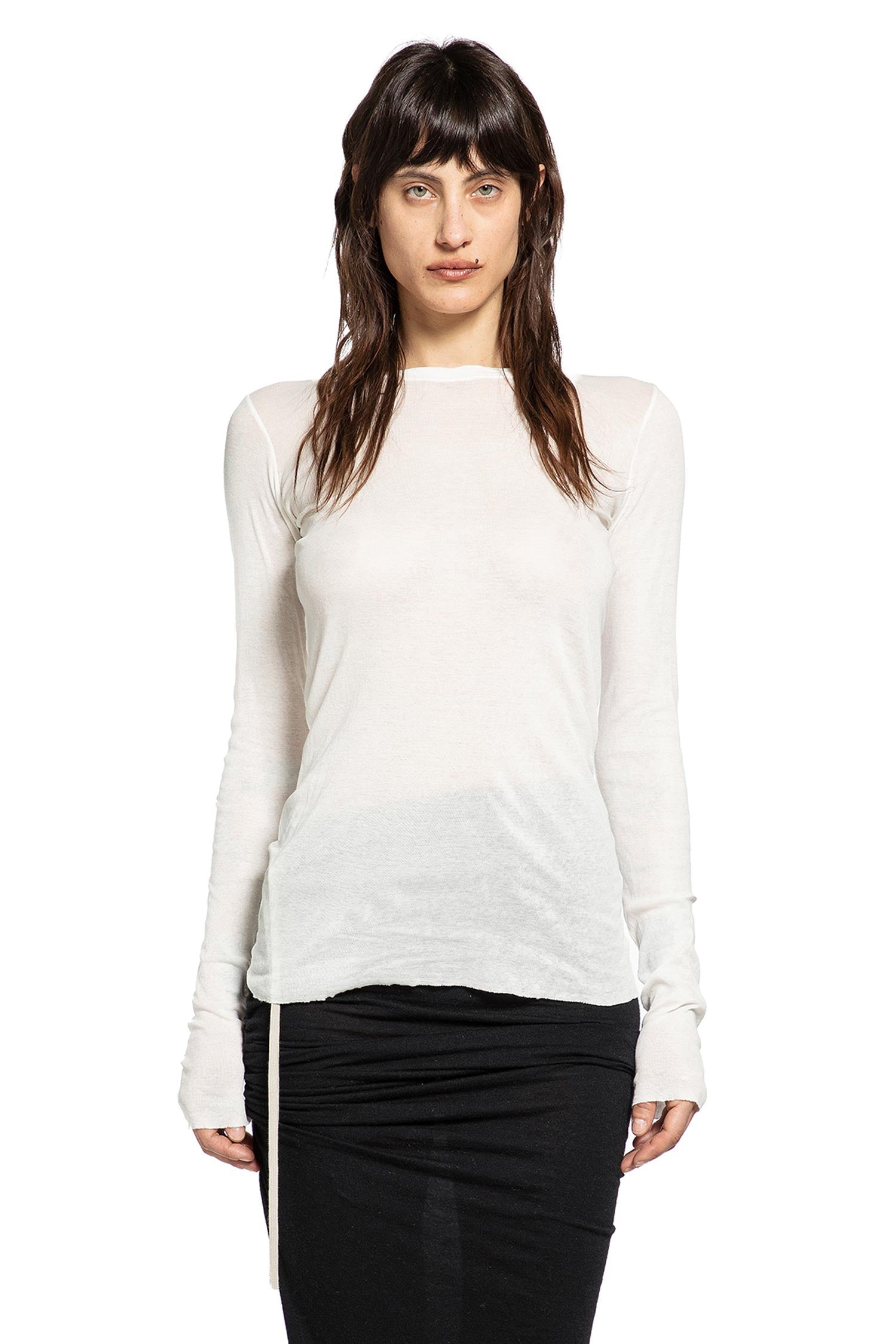 Temple Rib Ls Tee In Mini Rib Jersey Rick owens – Гарантія оригінальності – боковий вид