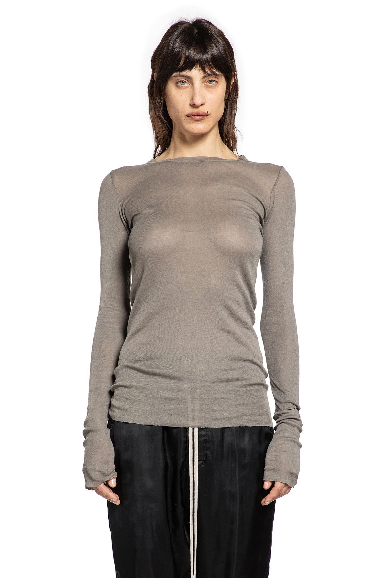 Temple Rib Ls Tee In Mini Rib Jersey Rick owens – Гарантія оригінальності – боковий вид