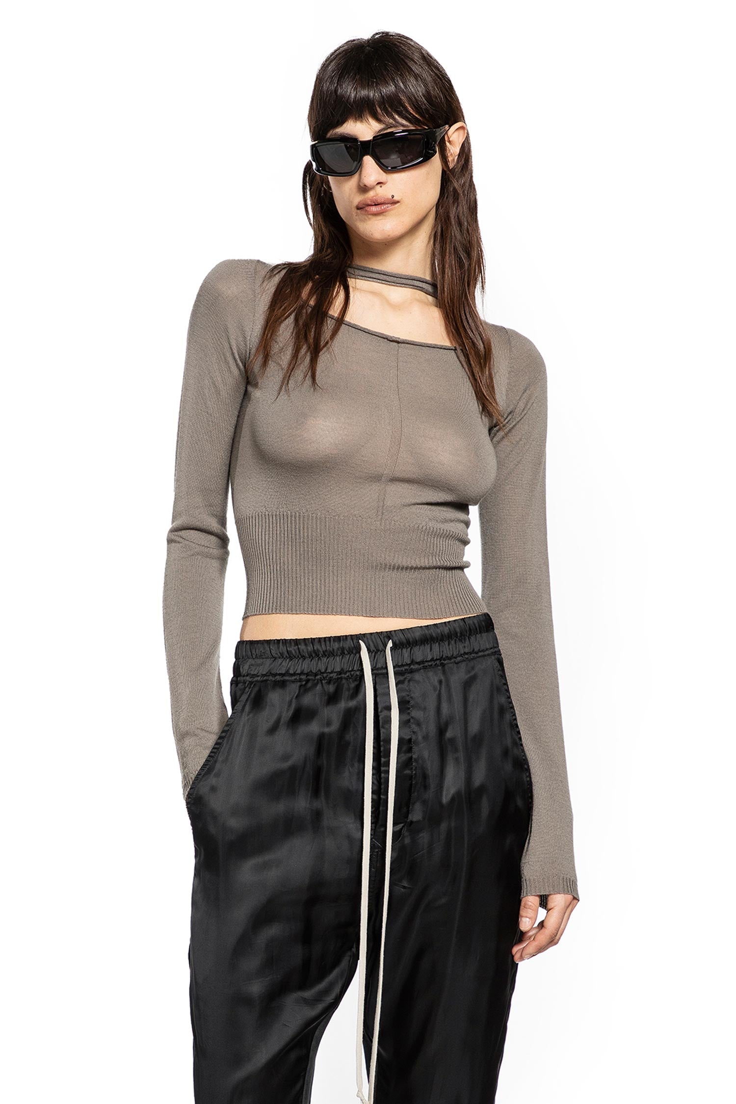 Temple Cropped Pull In Wool Rick owens – Гарантія оригінальності – боковий вид - RICK OWENS