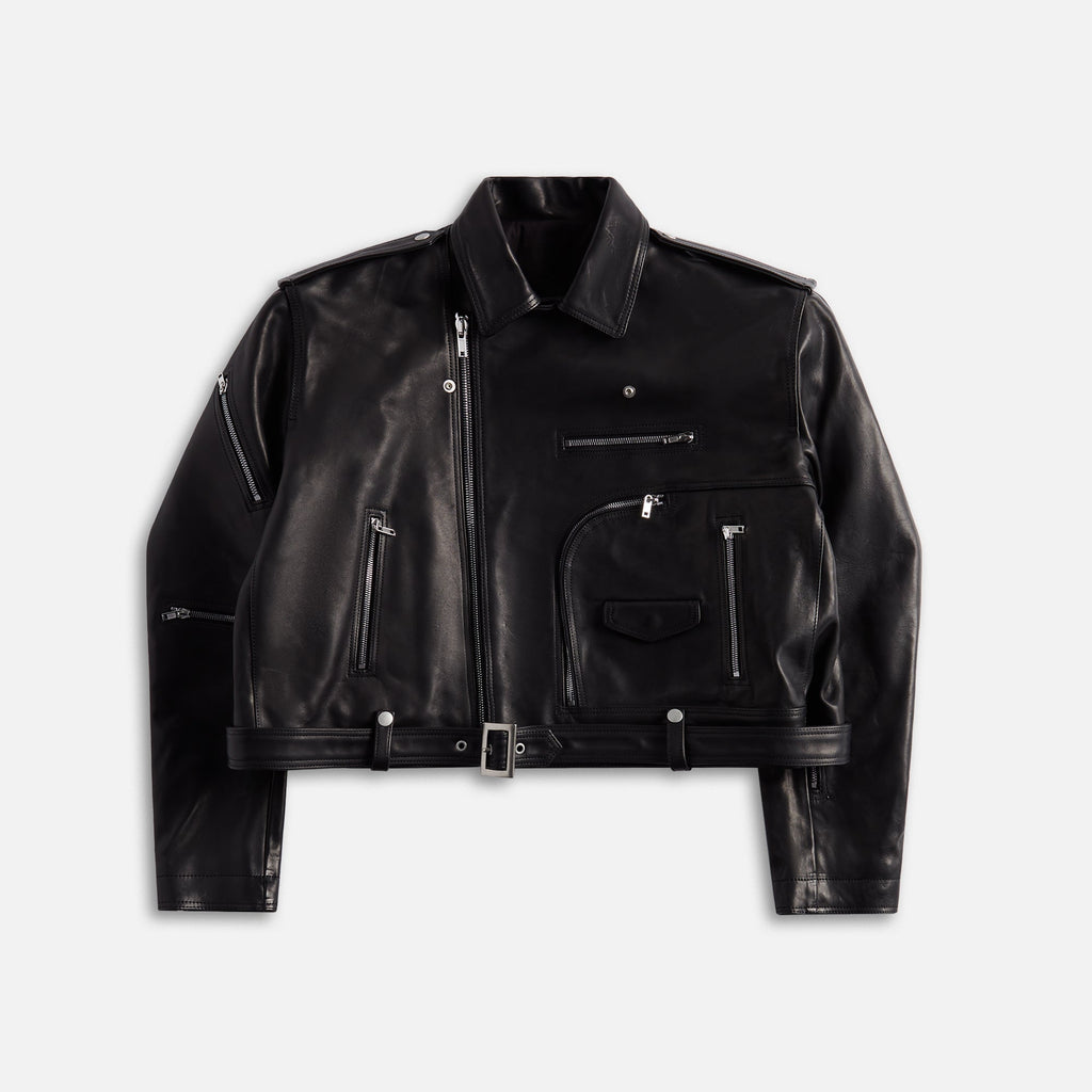 Giacca In Pelle Cropped Jumbo Bauhaus Stooges Black Rick owens – Гарантія оригінальності – боковий вид