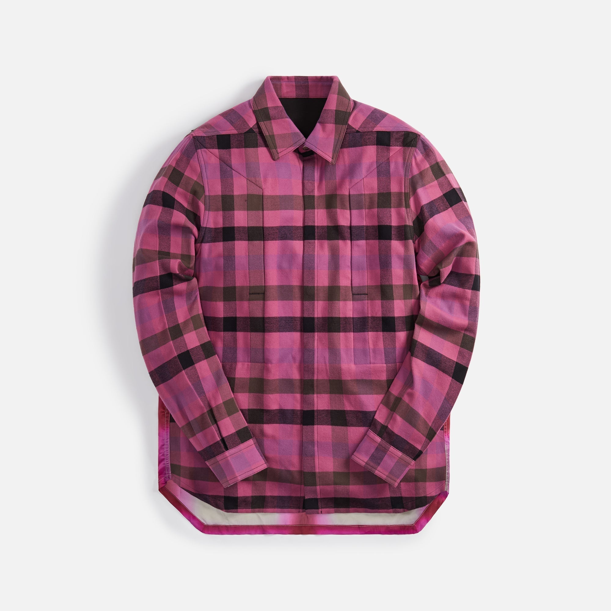 Fogpocket Outershirt Hot Pink Plaid Rick owens оригінал – Купити в Україні – боковий вид