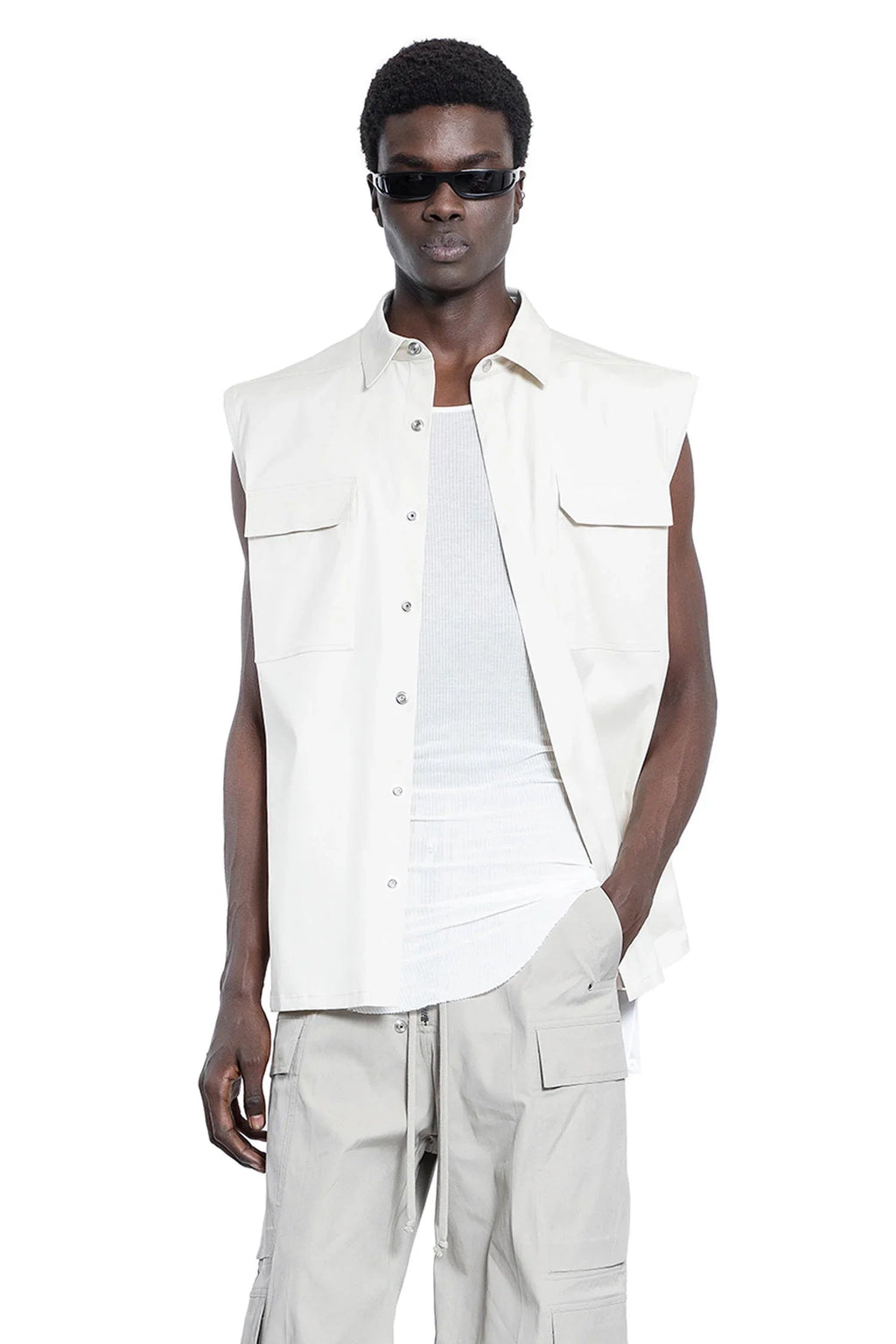 Hollywood Sleeveless Jumbo Shirt Rick owens оригінал – Купити в Україні – боковий вид
