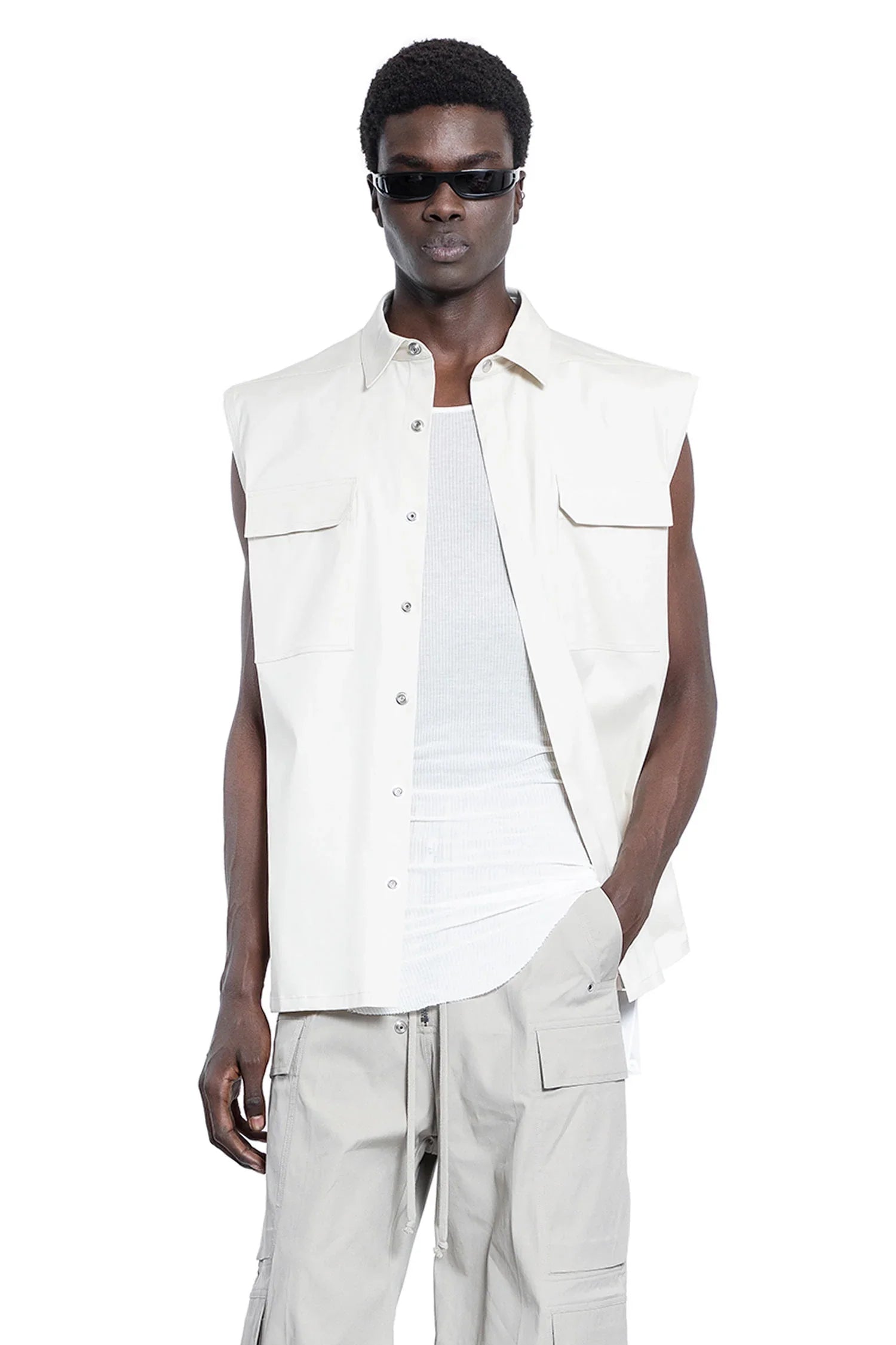 Hollywood Sleeveless Jumbo Shirt Rick owens оригінал – Купити в Україні – боковий вид