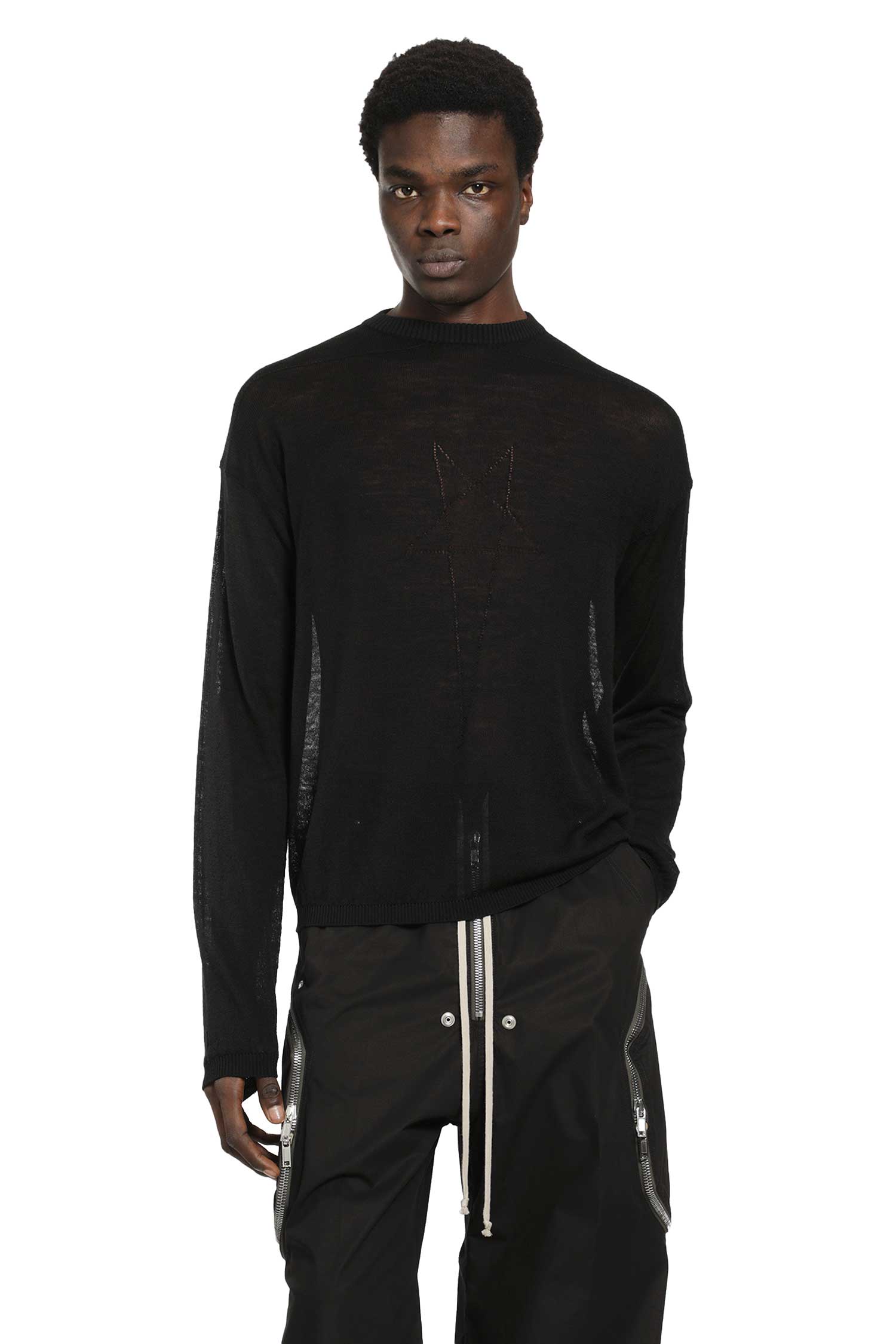 Temple Sheer Sweater Rick owens – Гарантія оригінальності – боковий вид - RICK OWENS