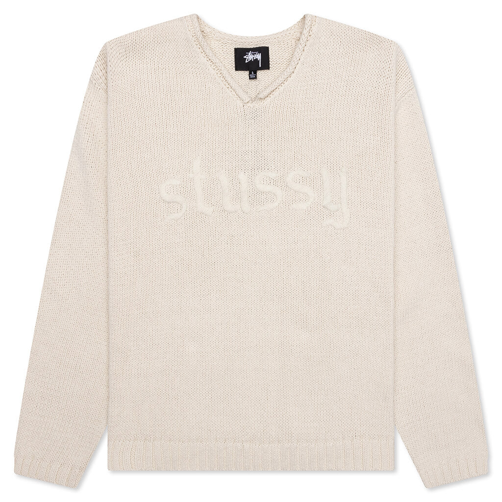 Оригінальна Roll V-Neck Logo Sweater Stussy – боковий вид