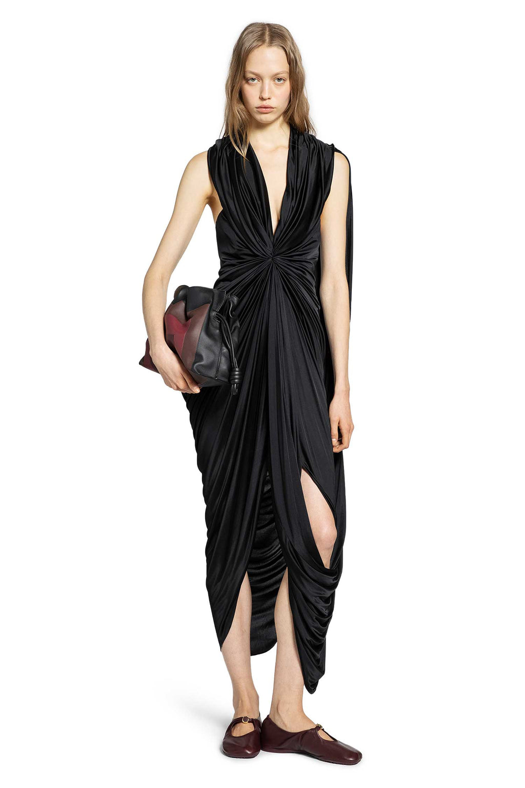 Оригінальна Gathered Dress In Satin Loewe – боковий вид