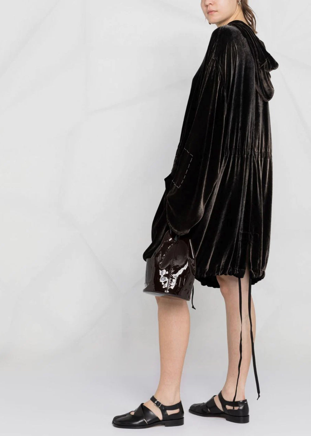 Black Hooded Velvet Shirt Dress Maison margiela оригінал – Купити в Україні – збільшений вид