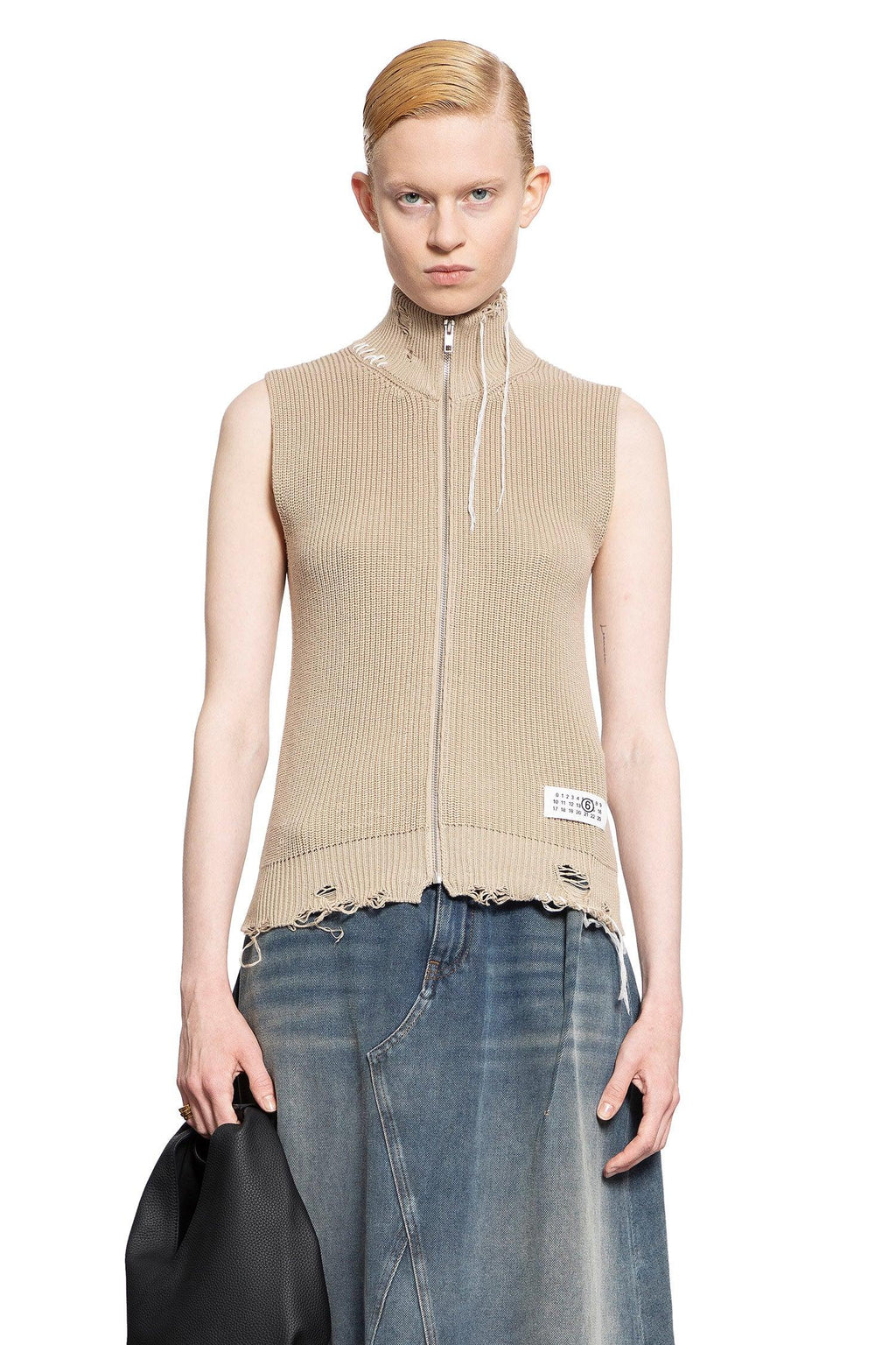 Distressed Cotton Knit Gilet Maison margiela – Гарантія оригінальності – боковий вид