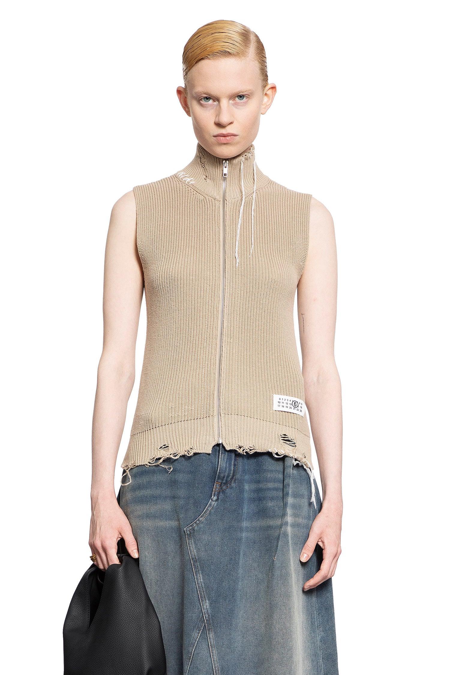 Distressed Cotton Knit Gilet Maison margiela – Гарантія оригінальності – боковий вид