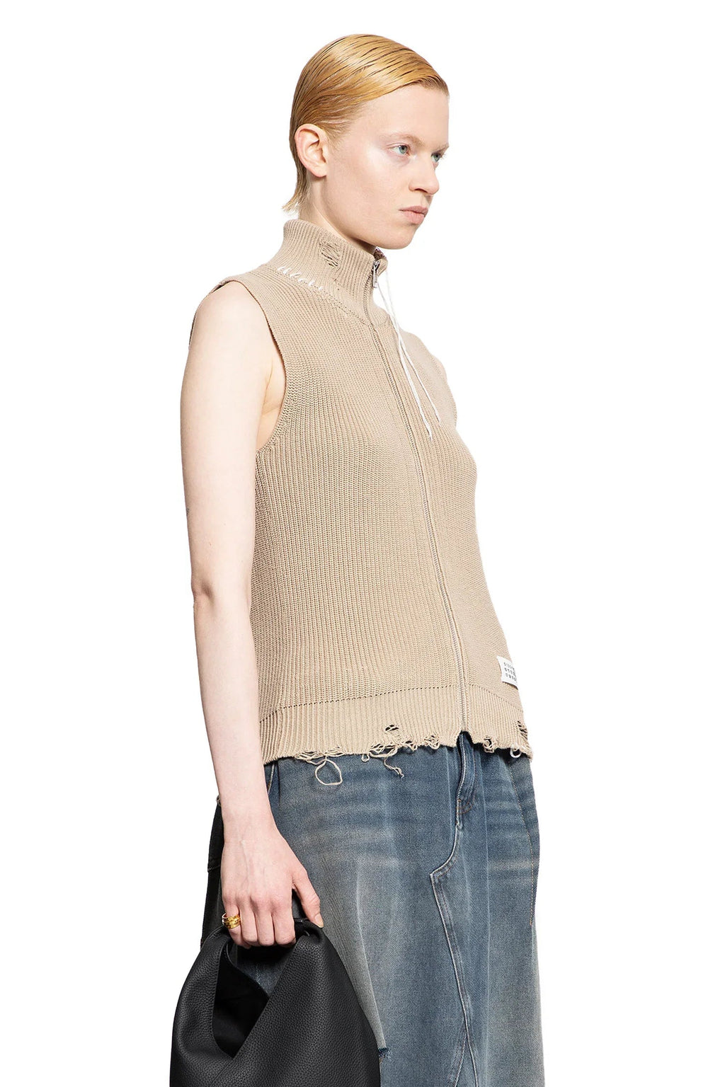 Distressed Cotton Knit Gilet Maison margiela – Гарантія оригінальності – вид ззаду