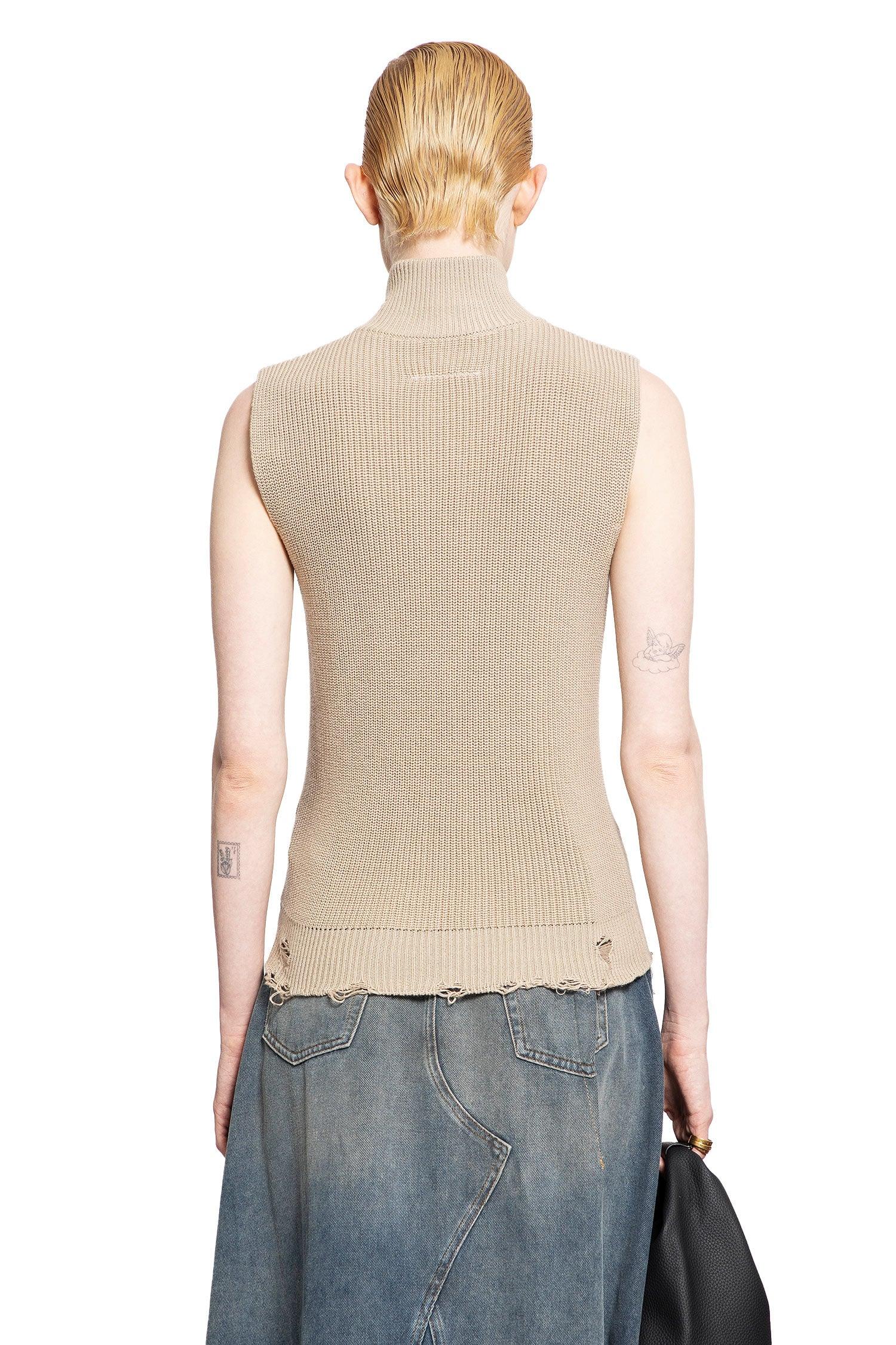 Distressed Cotton Knit Gilet Maison margiela – Гарантія оригінальності – детальний вид