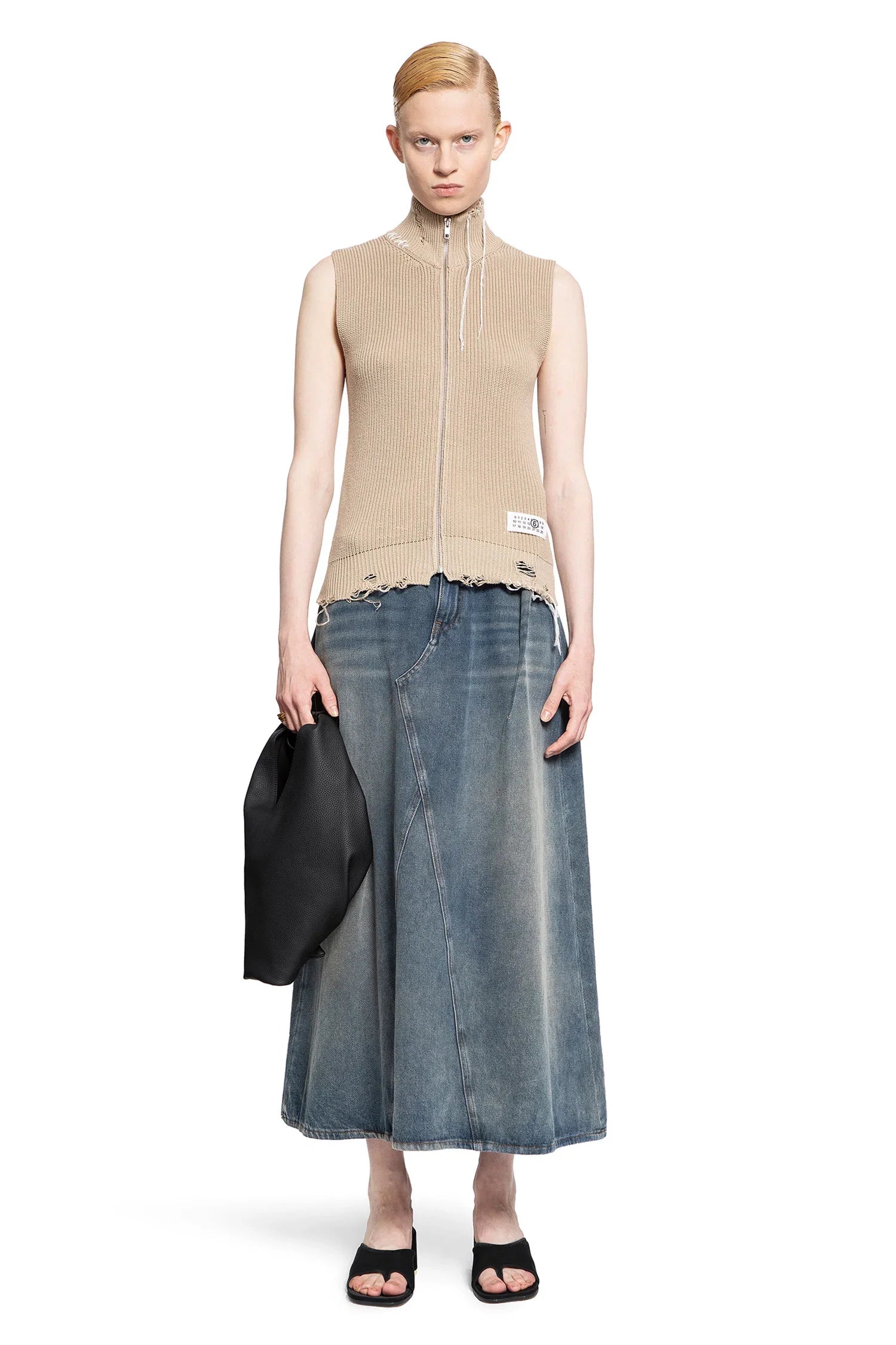 Distressed Cotton Knit Gilet Maison margiela – Гарантія оригінальності – збільшений вид