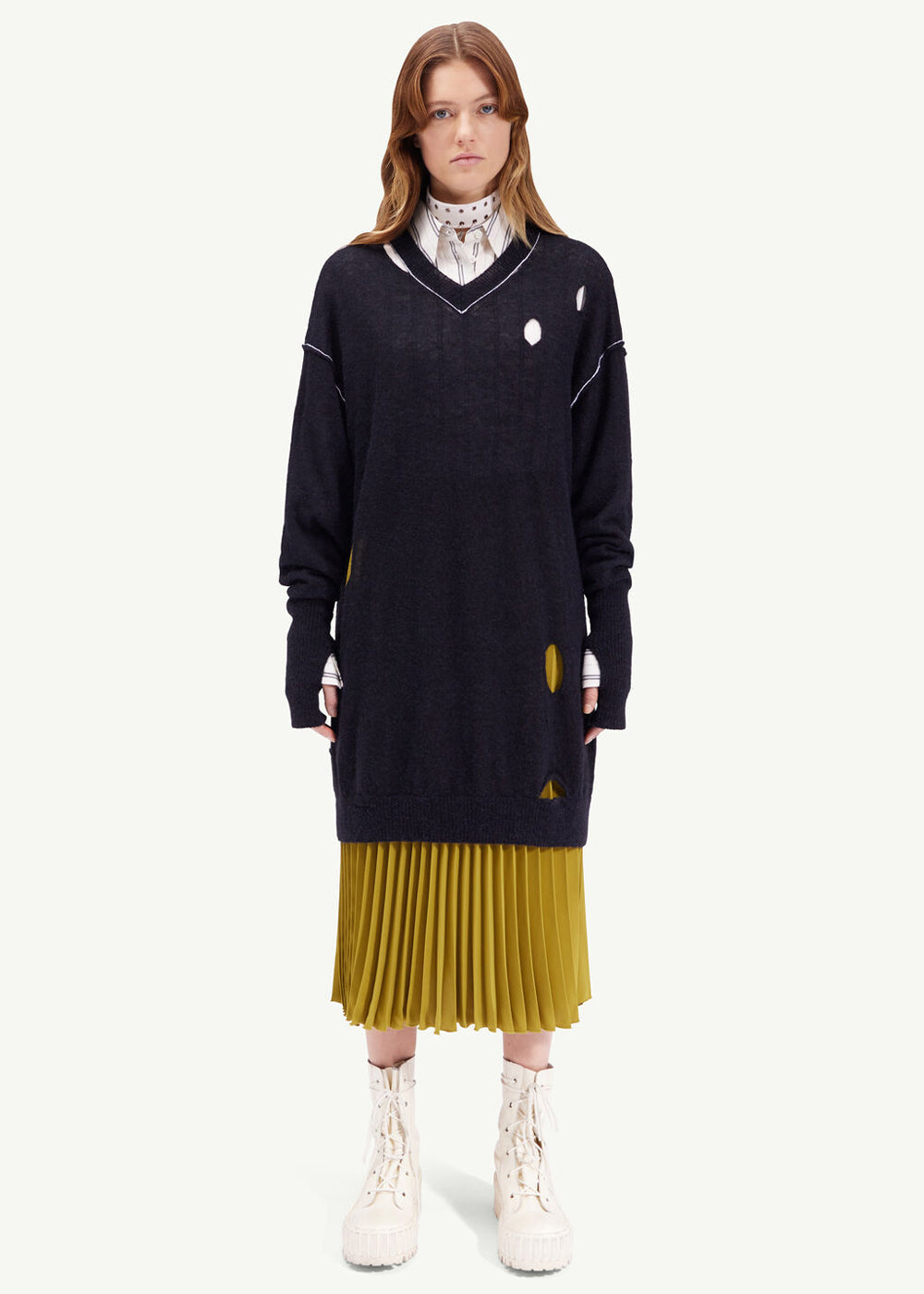 Оригінальна Black Distressed Knit Sweater Maison margiela – вид ззаду