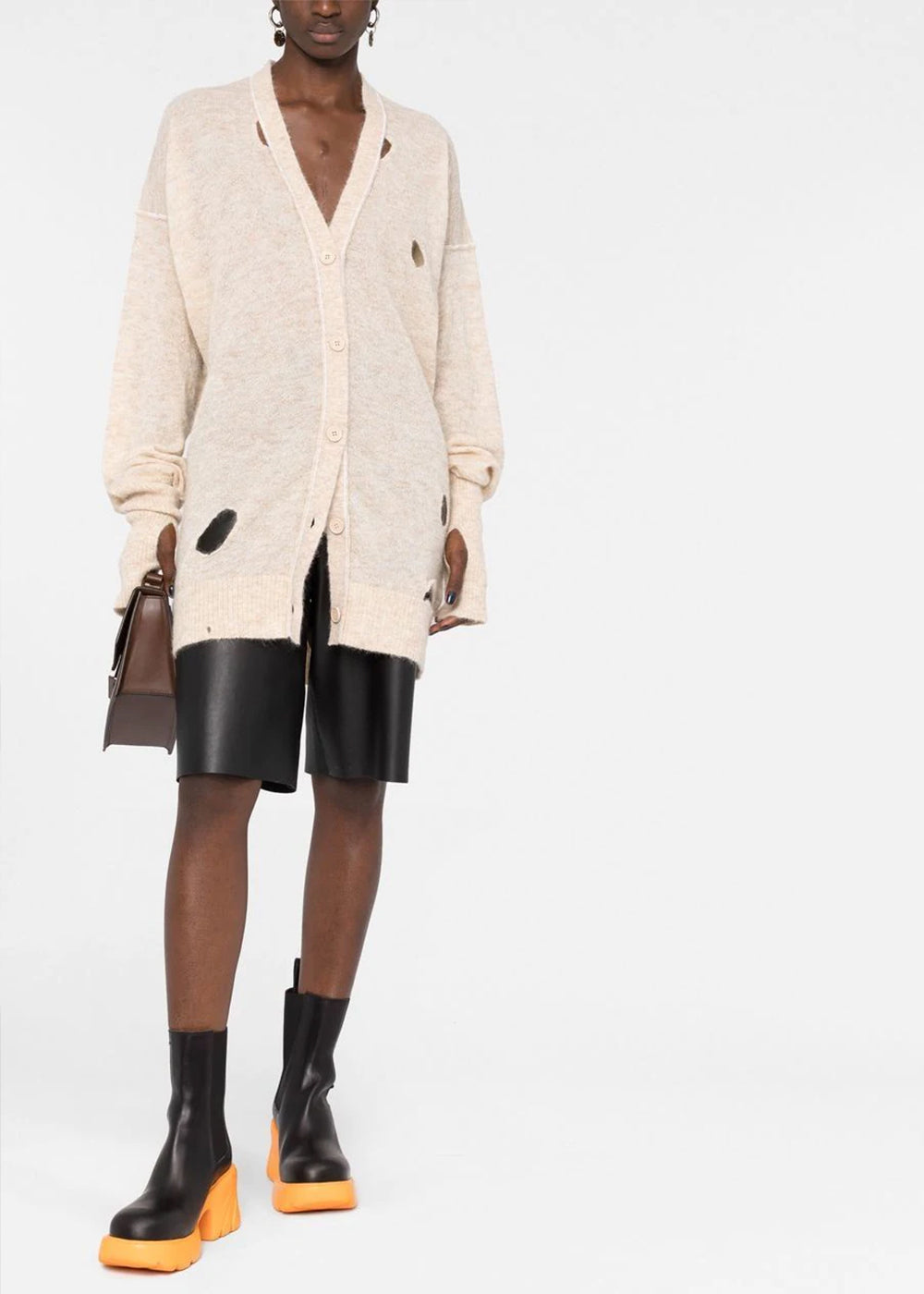 Оригінальна Beige Distressed Knit Cardigan Maison margiela – вид ззаду