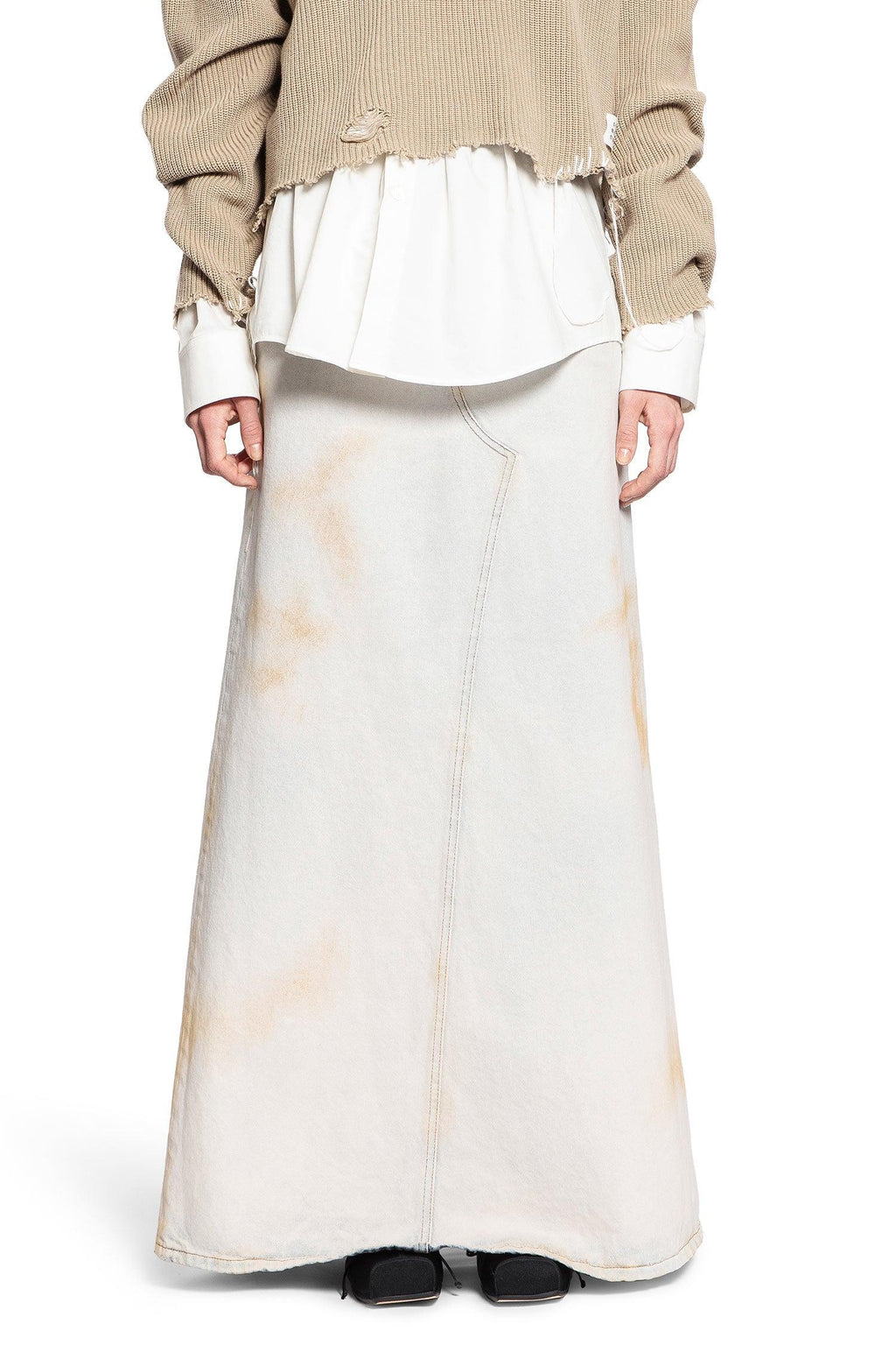 Long Bleached Denim Skirt Maison margiela – Гарантія оригінальності – боковий вид
