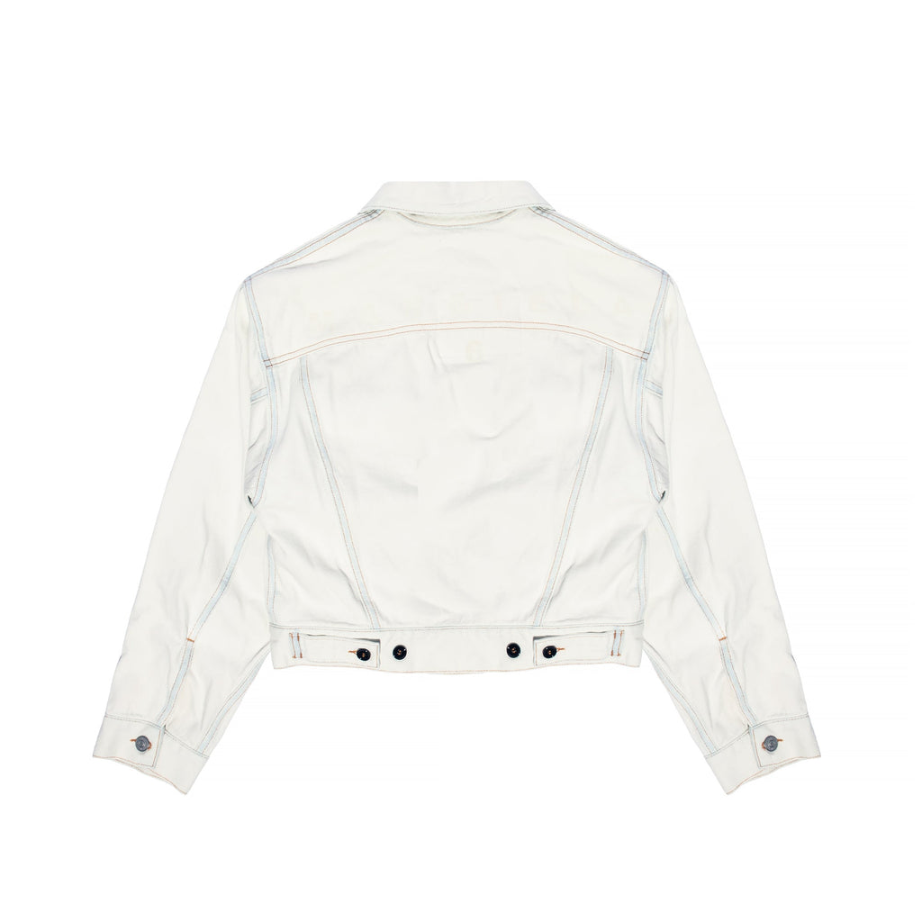 Оригінальна Womens Cotton Denim Cropped Jacket White Maison margiela – вид ззаду