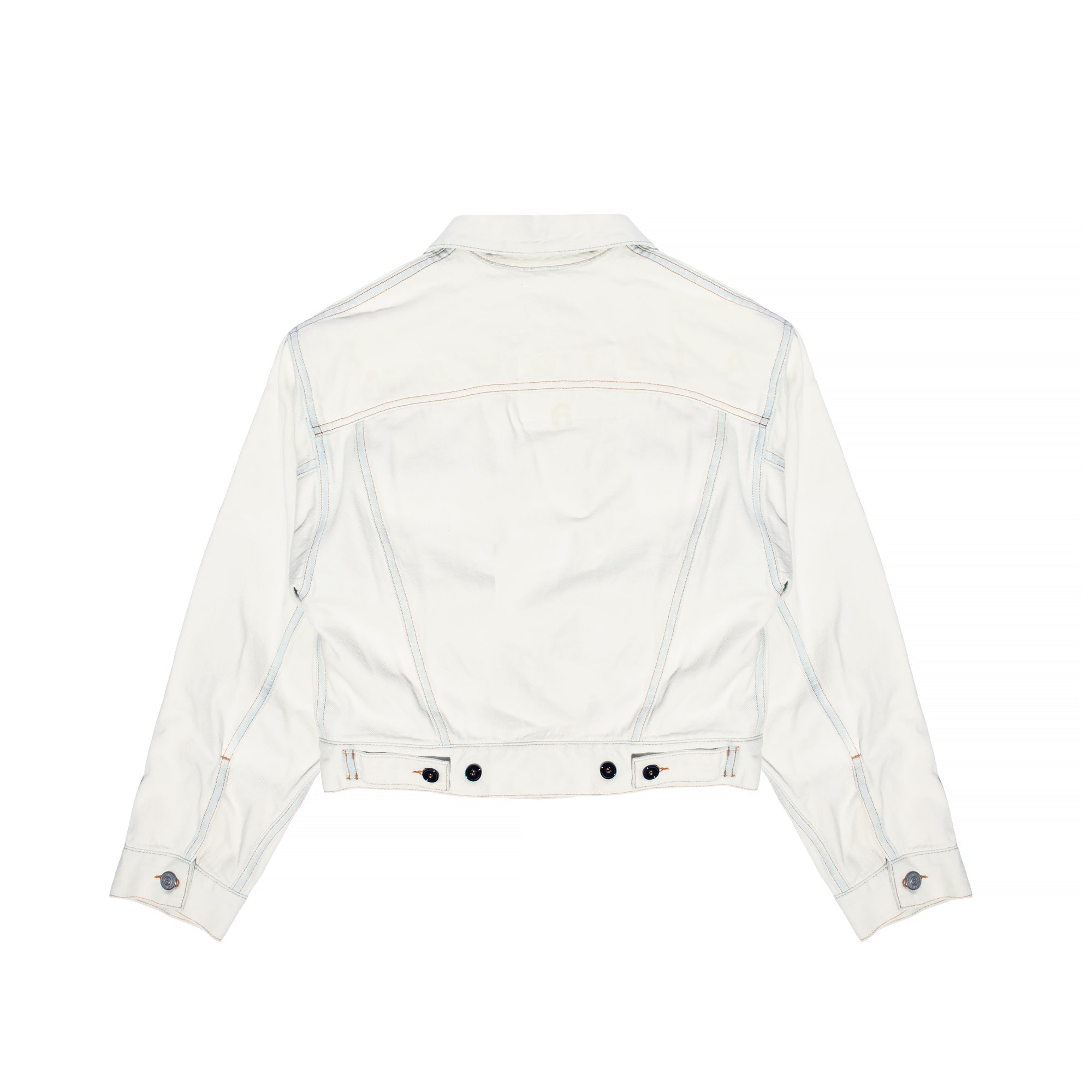 Оригінальна Womens Cotton Denim Cropped Jacket White Maison margiela – вид ззаду