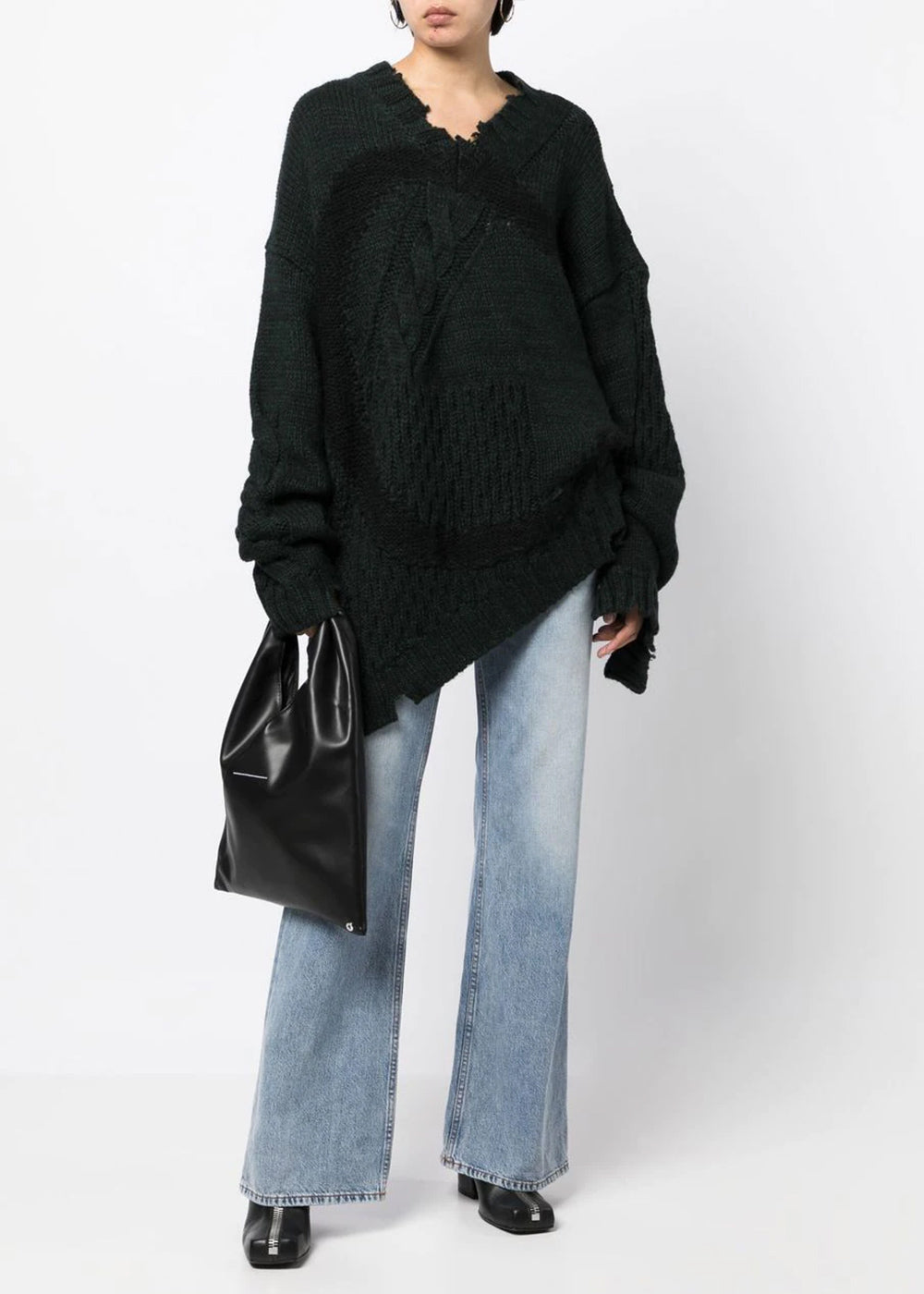 Оригінальна Green Asymmetric Distressed Sweater Maison margiela – збільшений вид