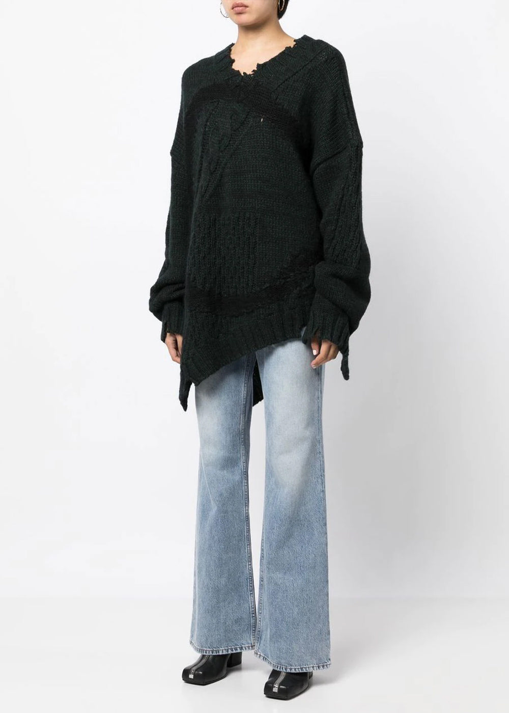 Оригінальна Green Asymmetric Distressed Sweater Maison margiela – вид ззаду