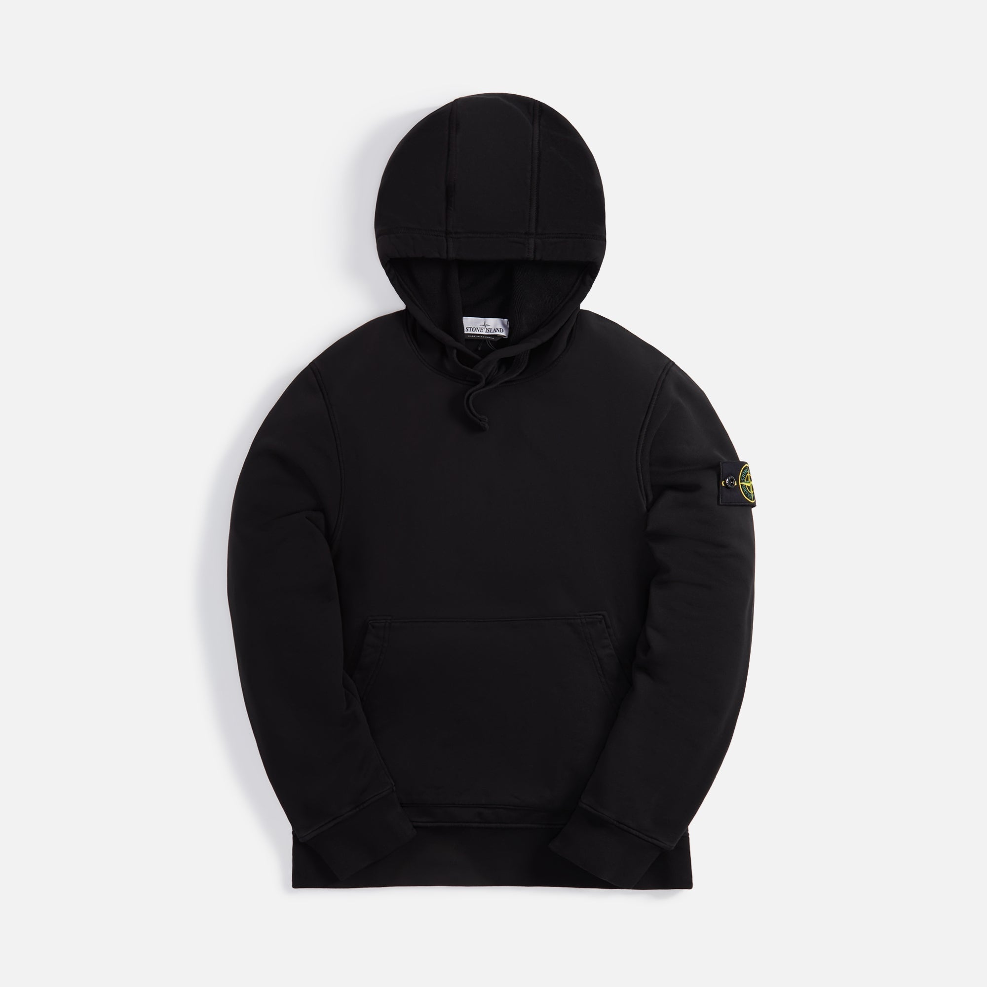 Brushed Cotton Fleece Garment Dyed Hoodie Black Stone island оригінал – Купити в Україні – боковий вид - STONE ISLAND