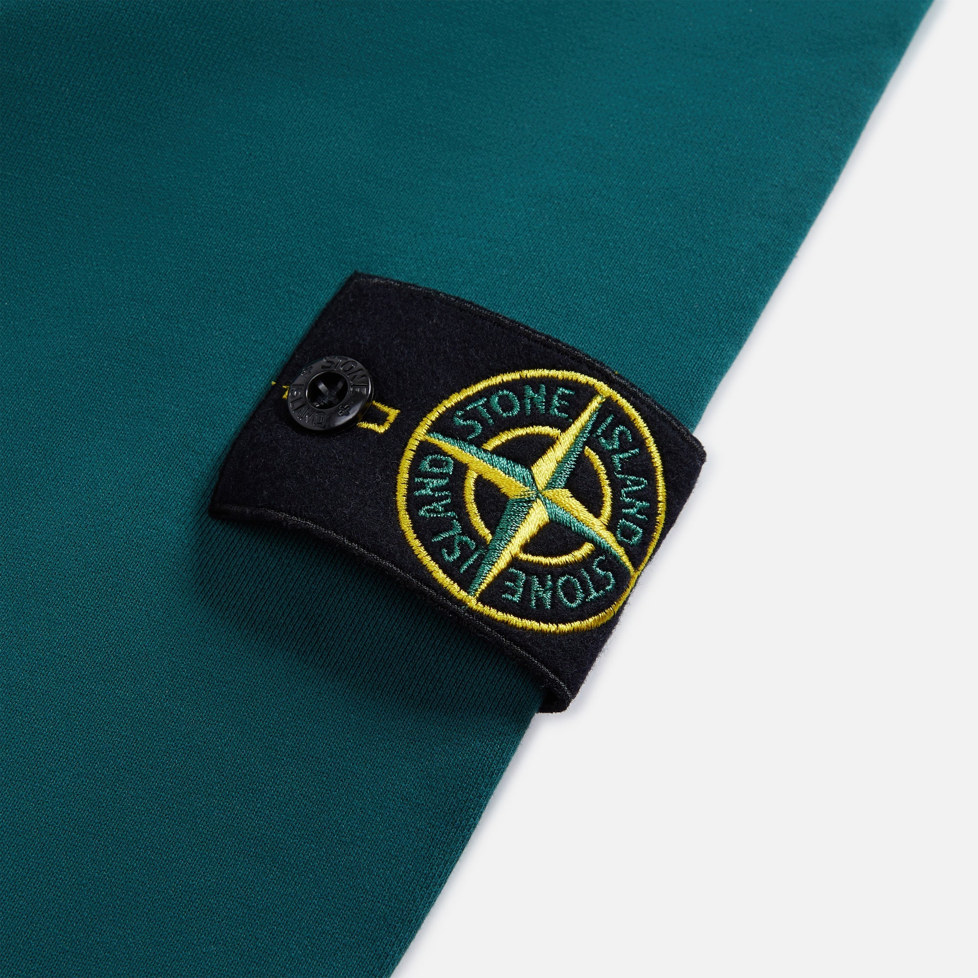 Оригінальна Brushed Cotton Fleece Garment Dyed Hoodie Bottle Green Stone island – детальний вид - STONE ISLAND