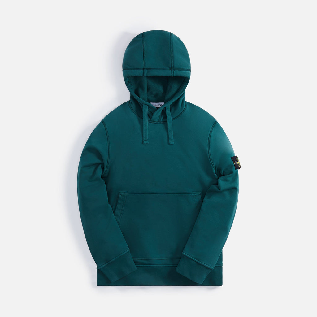 Оригінальна Brushed Cotton Fleece Garment Dyed Hoodie Bottle Green Stone island – боковий вид