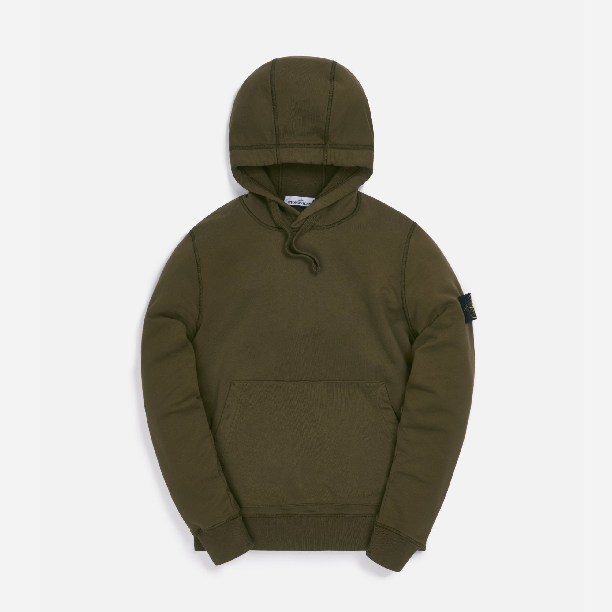 Оригінальна Cotton Fleece Garment Dyed Hooded Sweatshirt Olive Stone island – боковий вид - STONE ISLAND