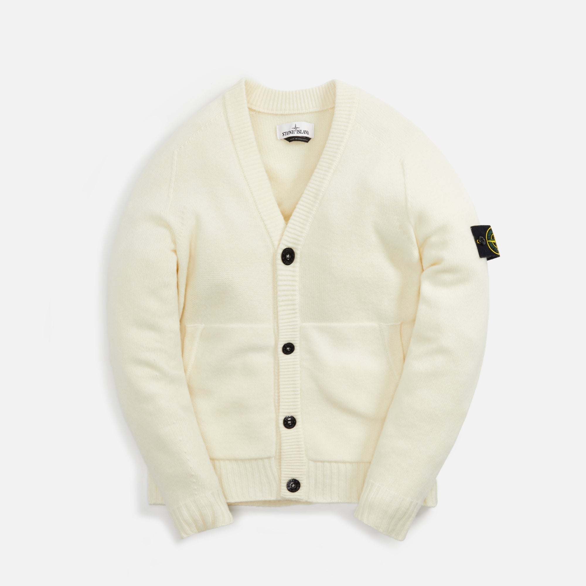 Lambswool Naslan Cardigan Natural Stone island – Гарантія оригінальності – боковий вид - STONE ISLAND