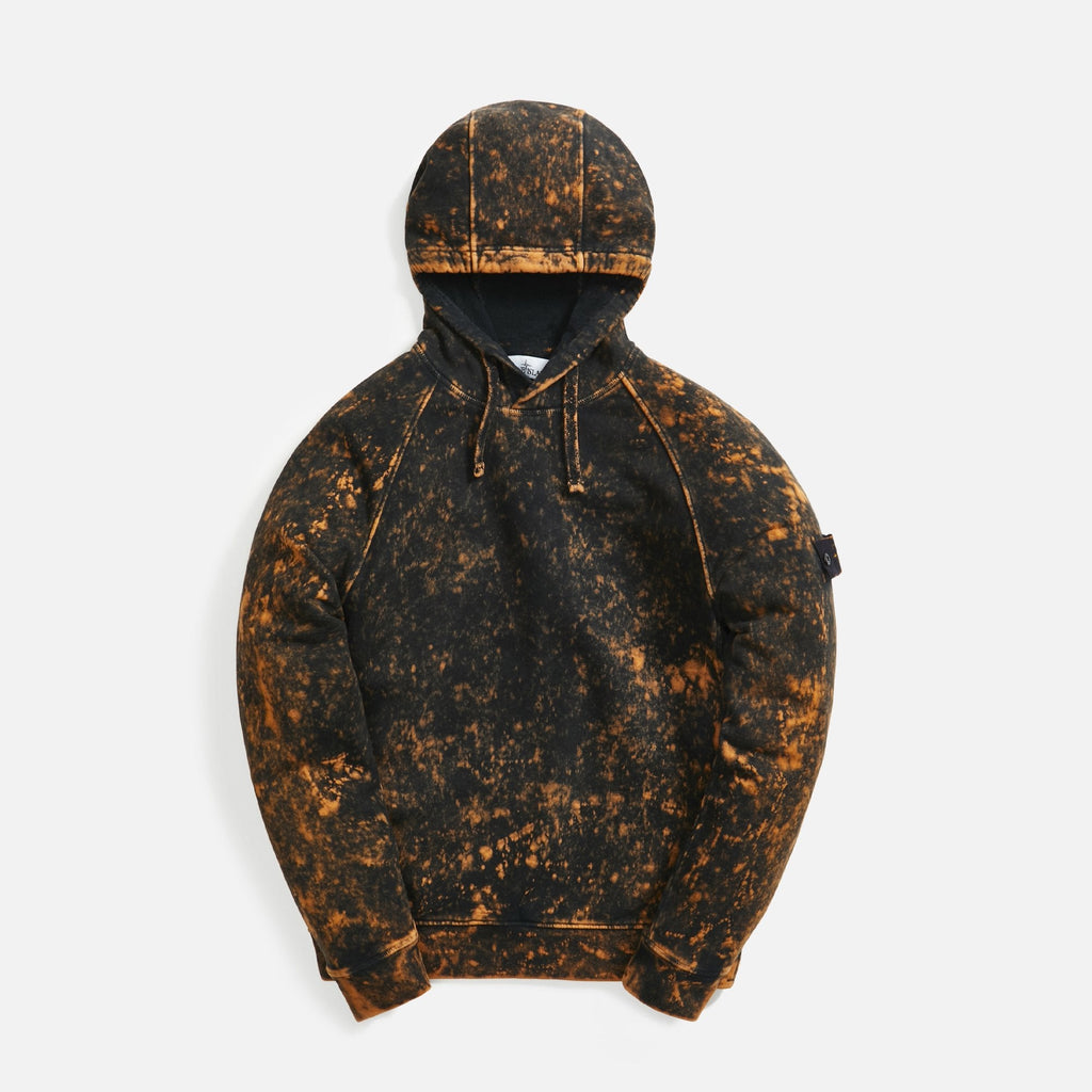 Оригінальна Cotton Fleece Off Dyed Treatment Hoodie Black Stone island – боковий вид