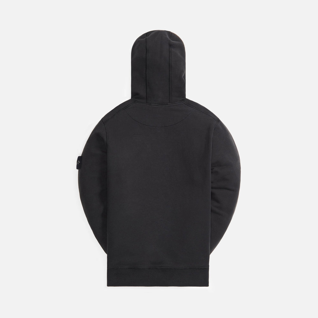 Brushed Cotton Fleece Garment Dyed Hoodie Black Stone island оригінал – Купити в Україні – вид ззаду