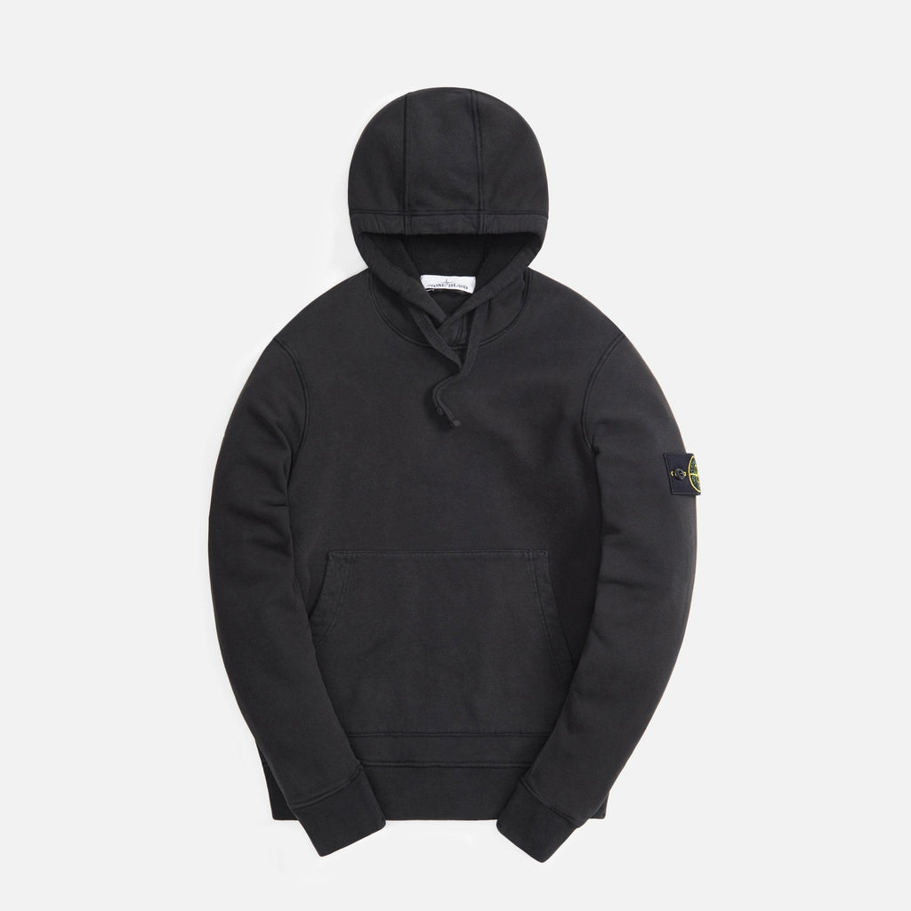 Brushed Cotton Fleece Garment Dyed Hoodie Black Stone island оригінал – Купити в Україні – боковий вид