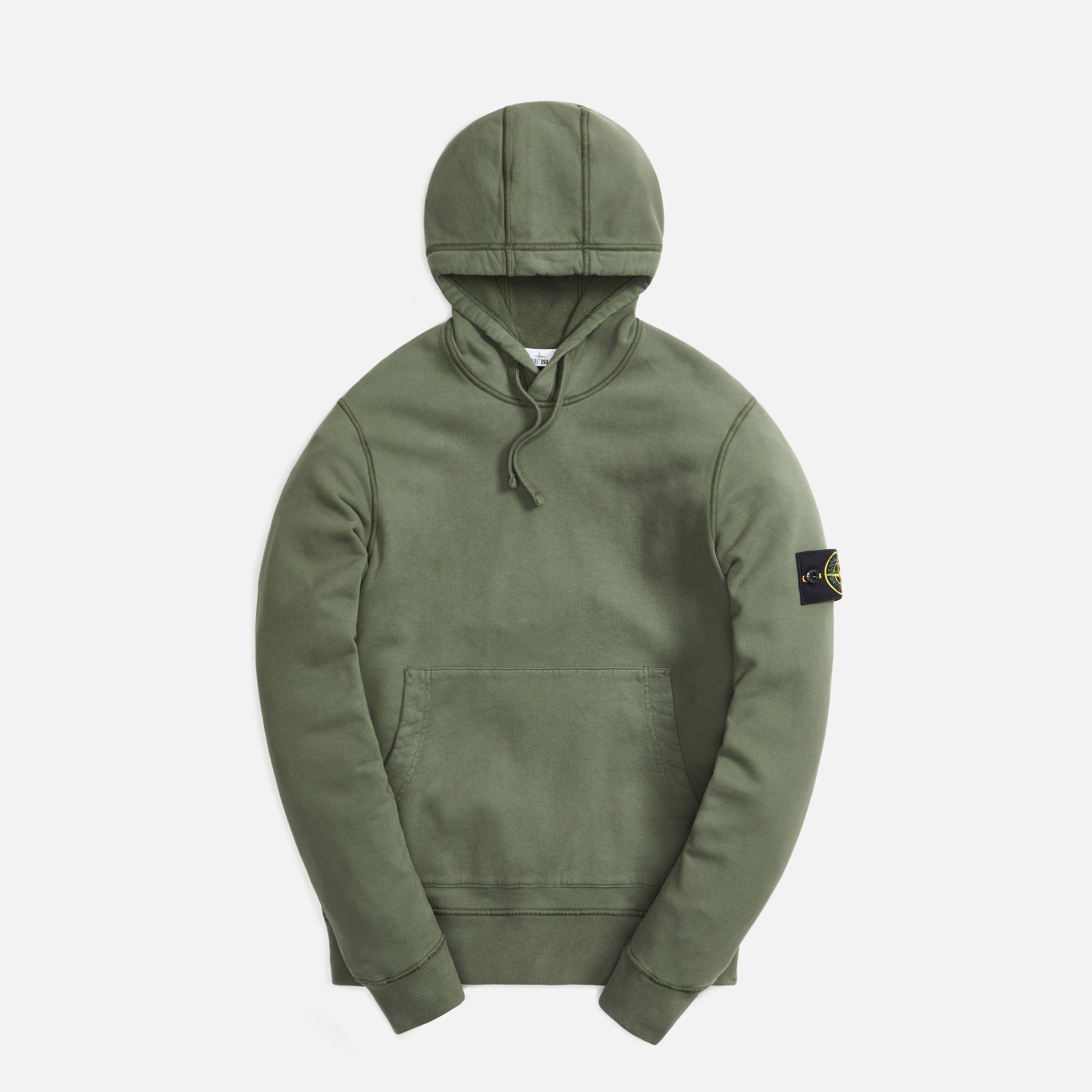 Brushed Cotton Fleece Garment Dyed Hoodie Sage Stone island оригінал – Купити в Україні – боковий вид - STONE ISLAND
