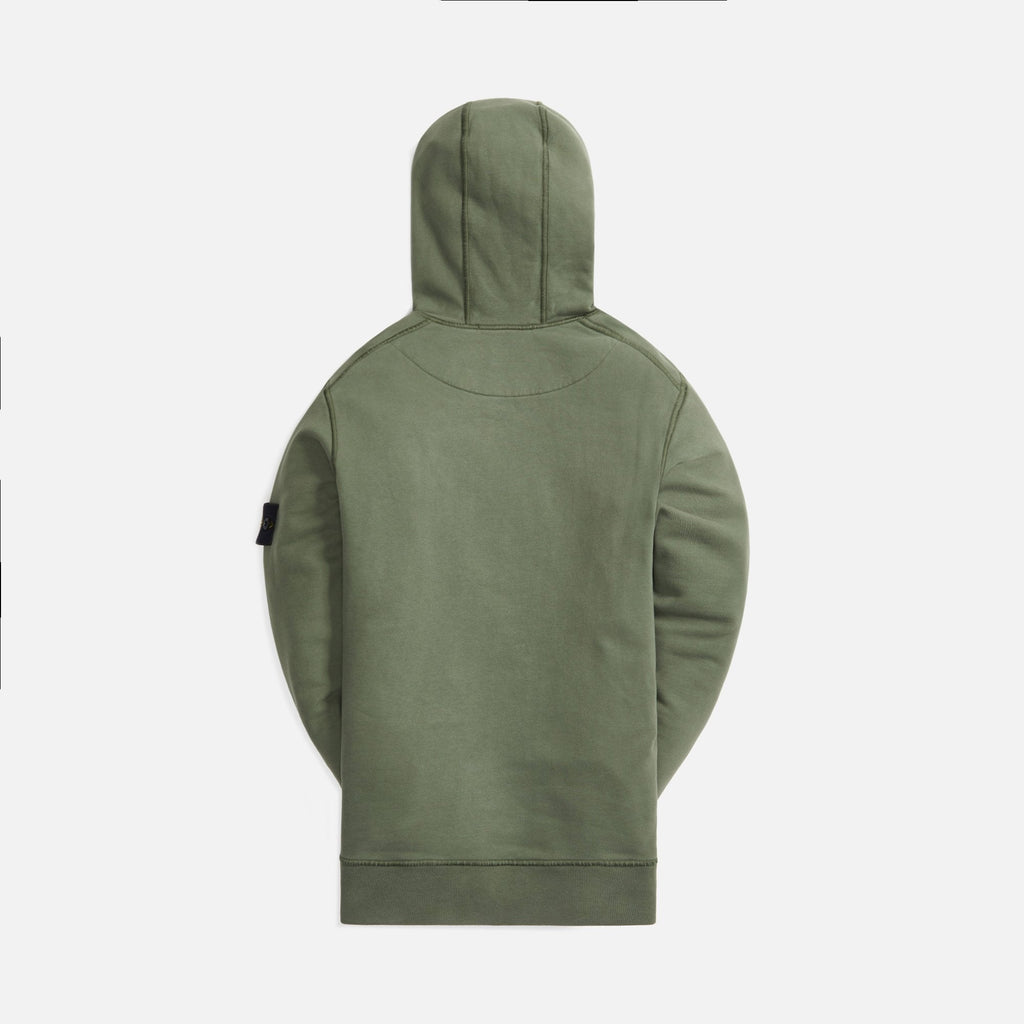 Brushed Cotton Fleece Garment Dyed Hoodie Sage Stone island оригінал – Купити в Україні – вид ззаду