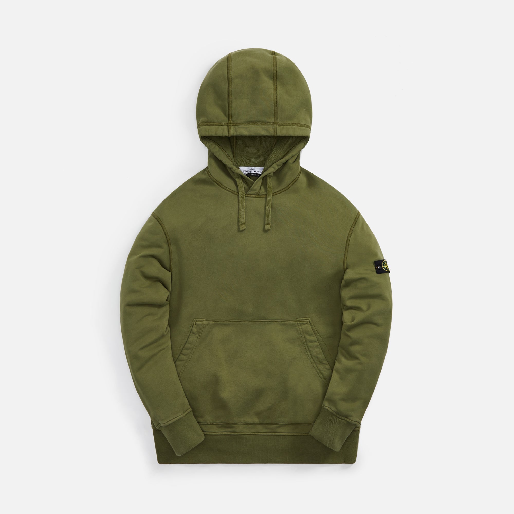 Оригінальна Cotton Fleece Garment Dyed Hooded Sweatshirt Olive Stone island – боковий вид - STONE ISLAND
