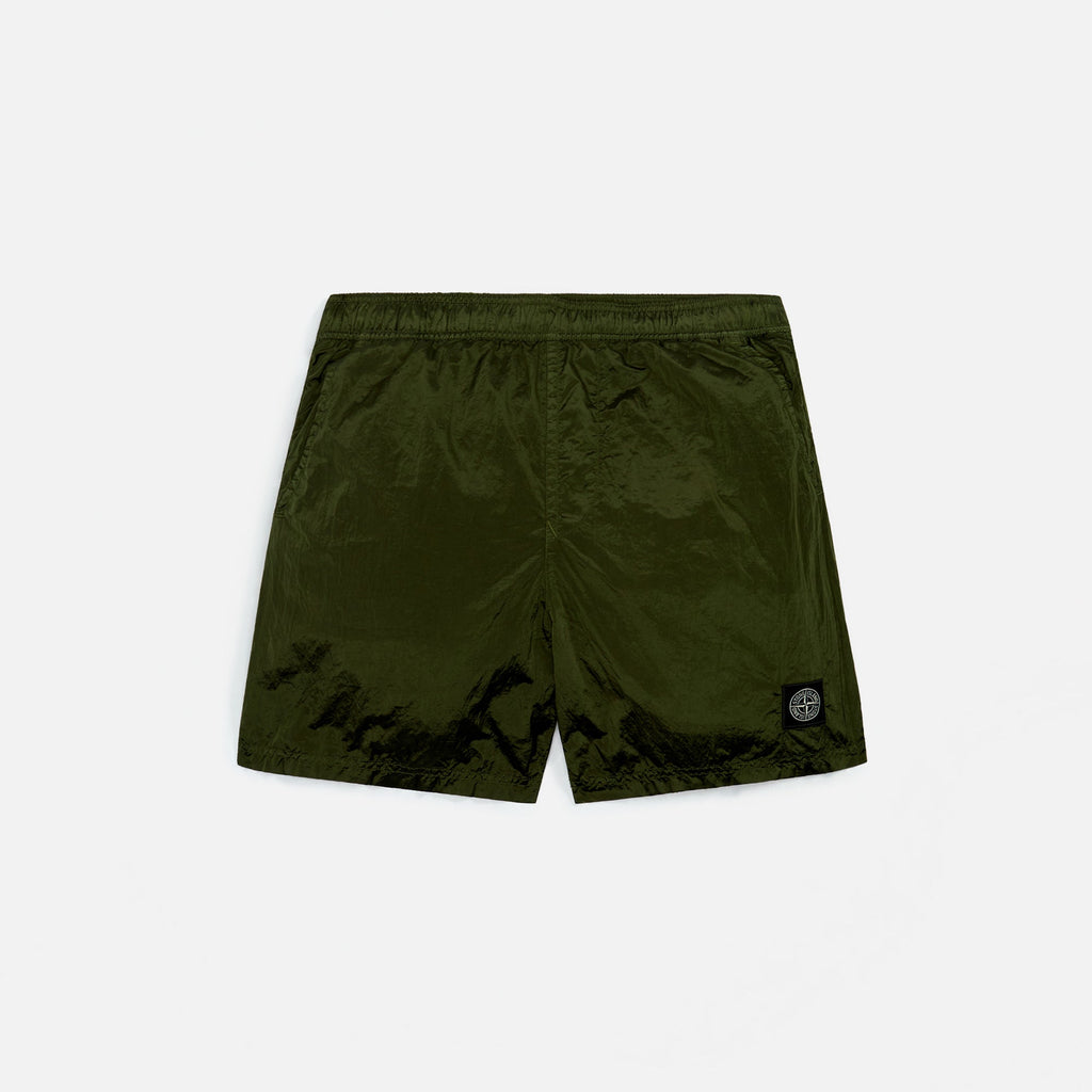 Nylon Metal Garment Dyed Swim Shorts Olive Stone island – Гарантія оригінальності – боковий вид