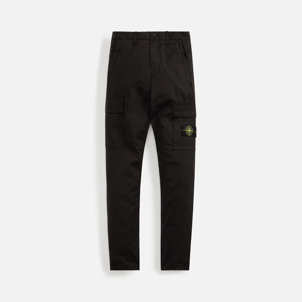 Stretch Cotton Gabardine Garment Dyed Cargo Pant Black Stone island – Гарантія оригінальності – боковий вид