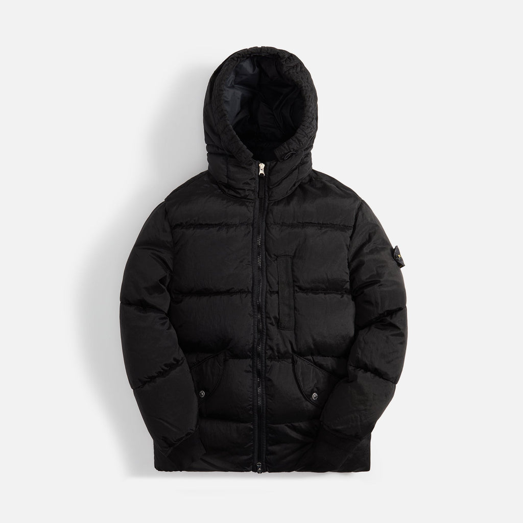 Оригінальна Nylon Metal Garment Dyed Hooded Down Jacket Black Stone island – боковий вид